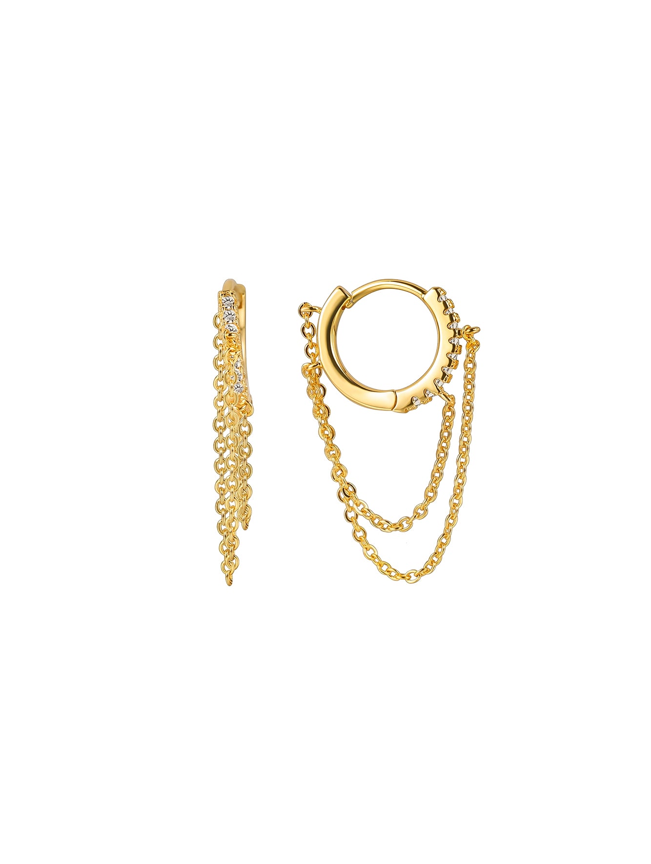 Layered Chain & Cubic Zirconia Mini Hoop Earring