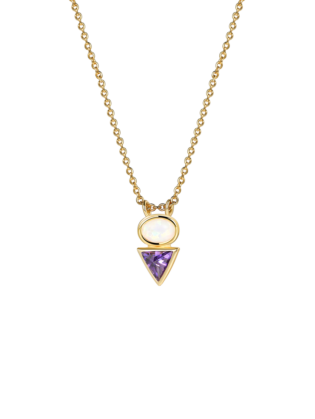 French-Style Opal Purple Cubic Zirconia Pendant Necklace