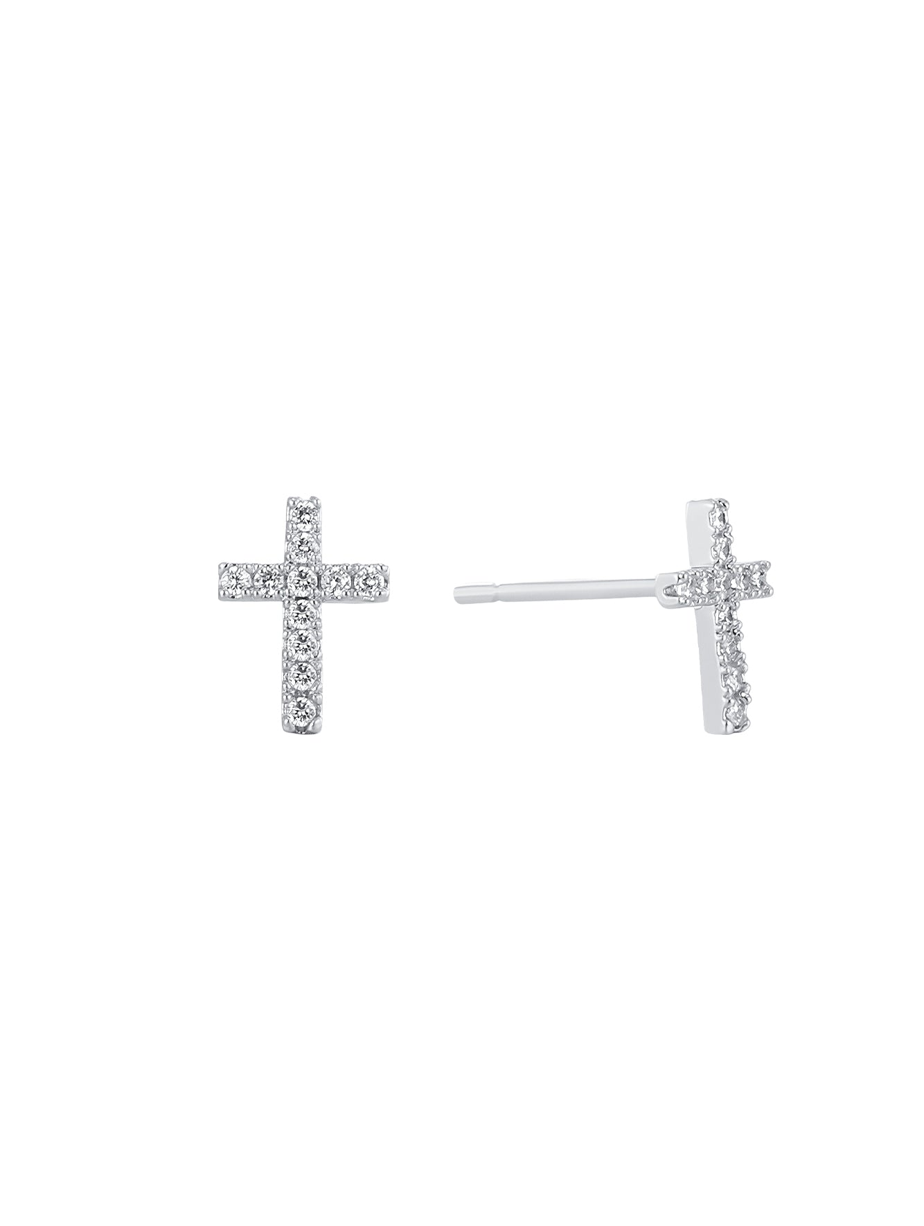 Minimalist Cross Cubic Zirconia Stud Earrings