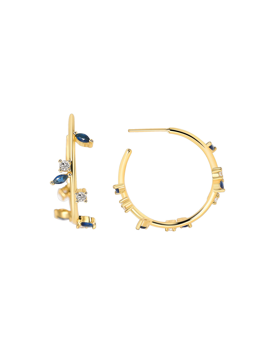 Vintage Leaf & Branch Cubic Zirconia Hoop Earrings