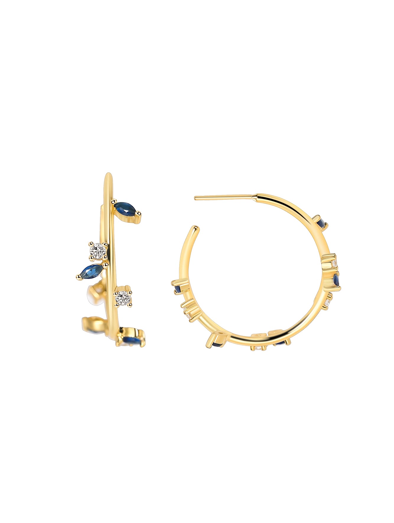 Vintage Leaf & Branch Cubic Zirconia Hoop Earrings