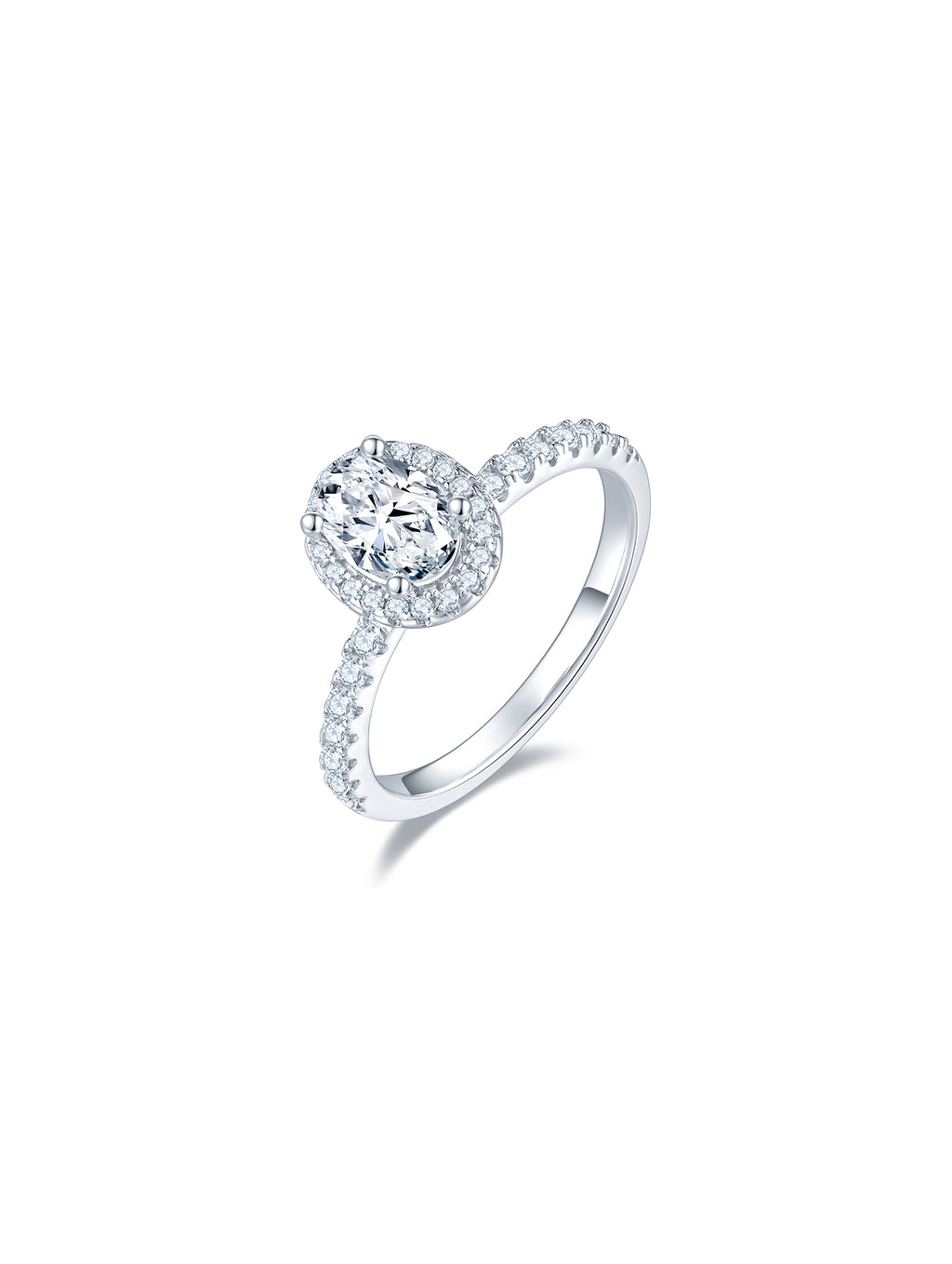 1ct Classic D Color Oval Moissanite Halo Ring