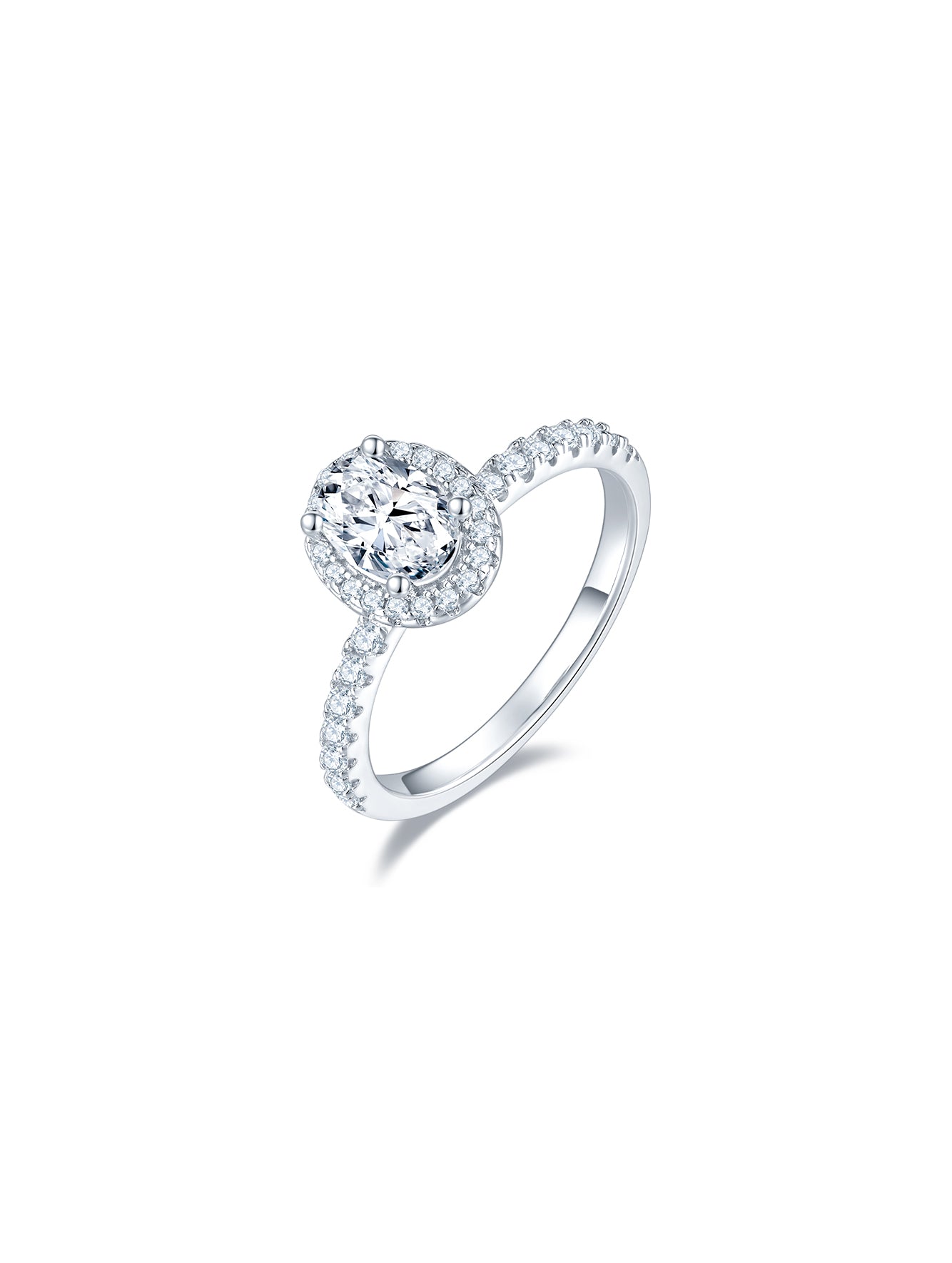 1ct Classic D Color Oval Moissanite Halo Ring