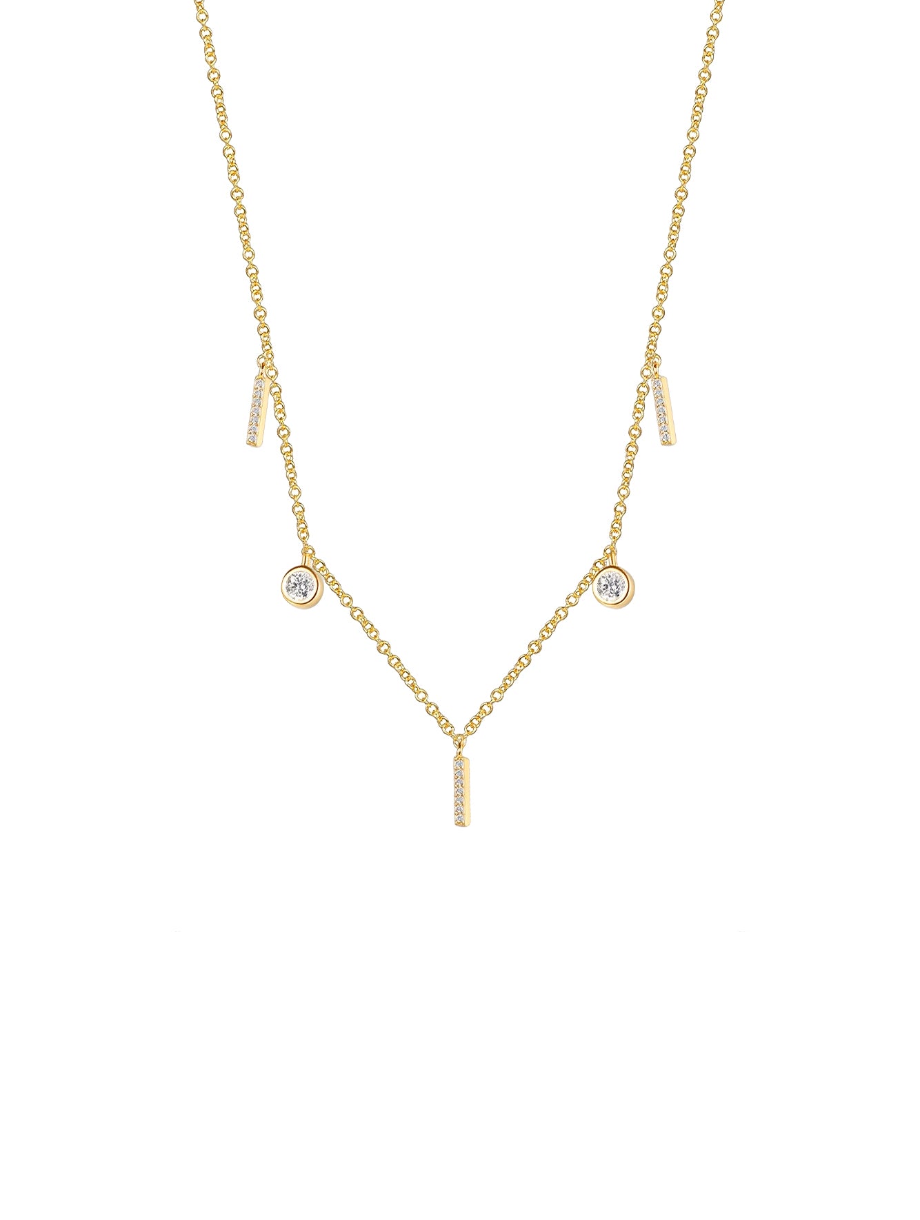 Droplet V-Shaped Geometric Chain Necklace
