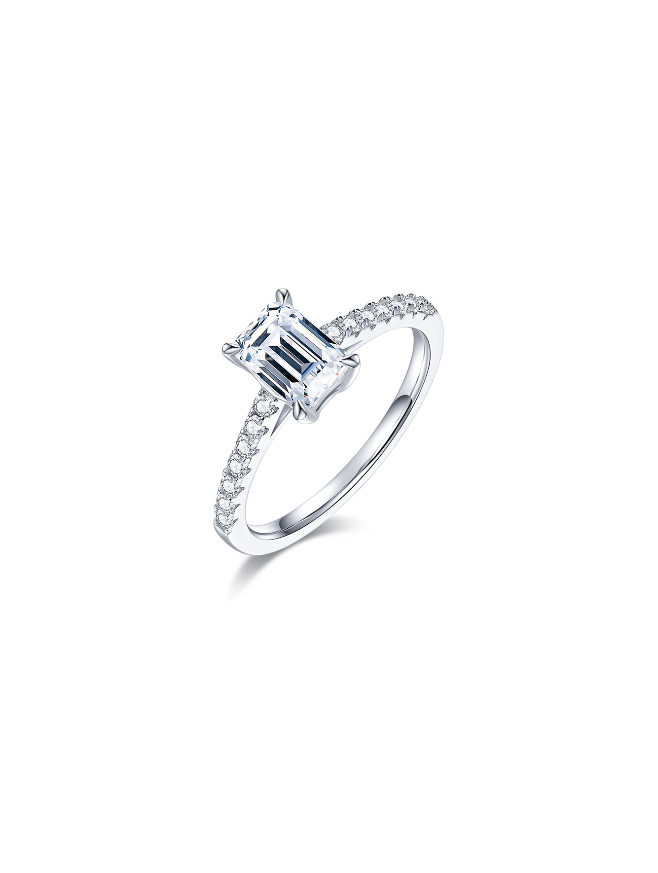 1ct Classic D Color Emerald-Cut Moissanite Half Eternity Ring