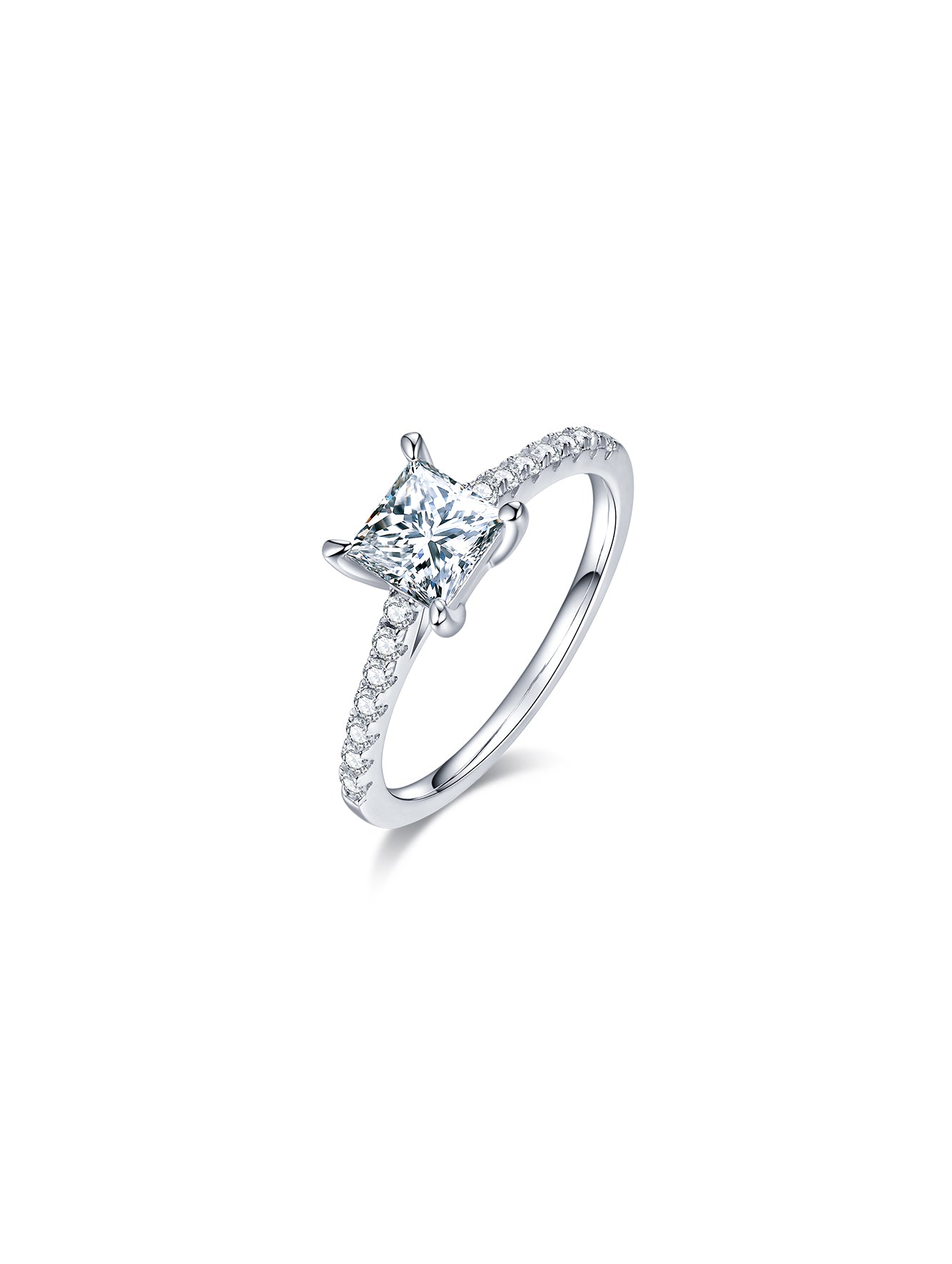 1ct Classic D Color Princess Moissanite Half Eternity Ring