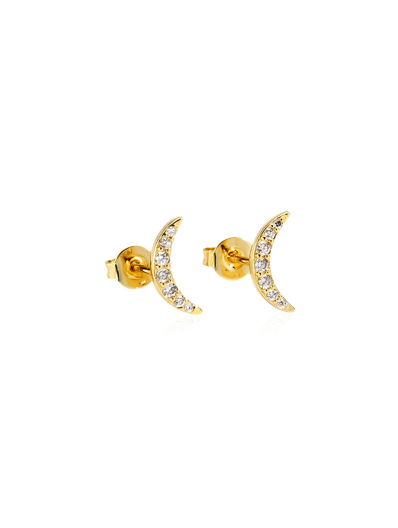 Crescent Moon Cubic Zirconia Stud Earrings