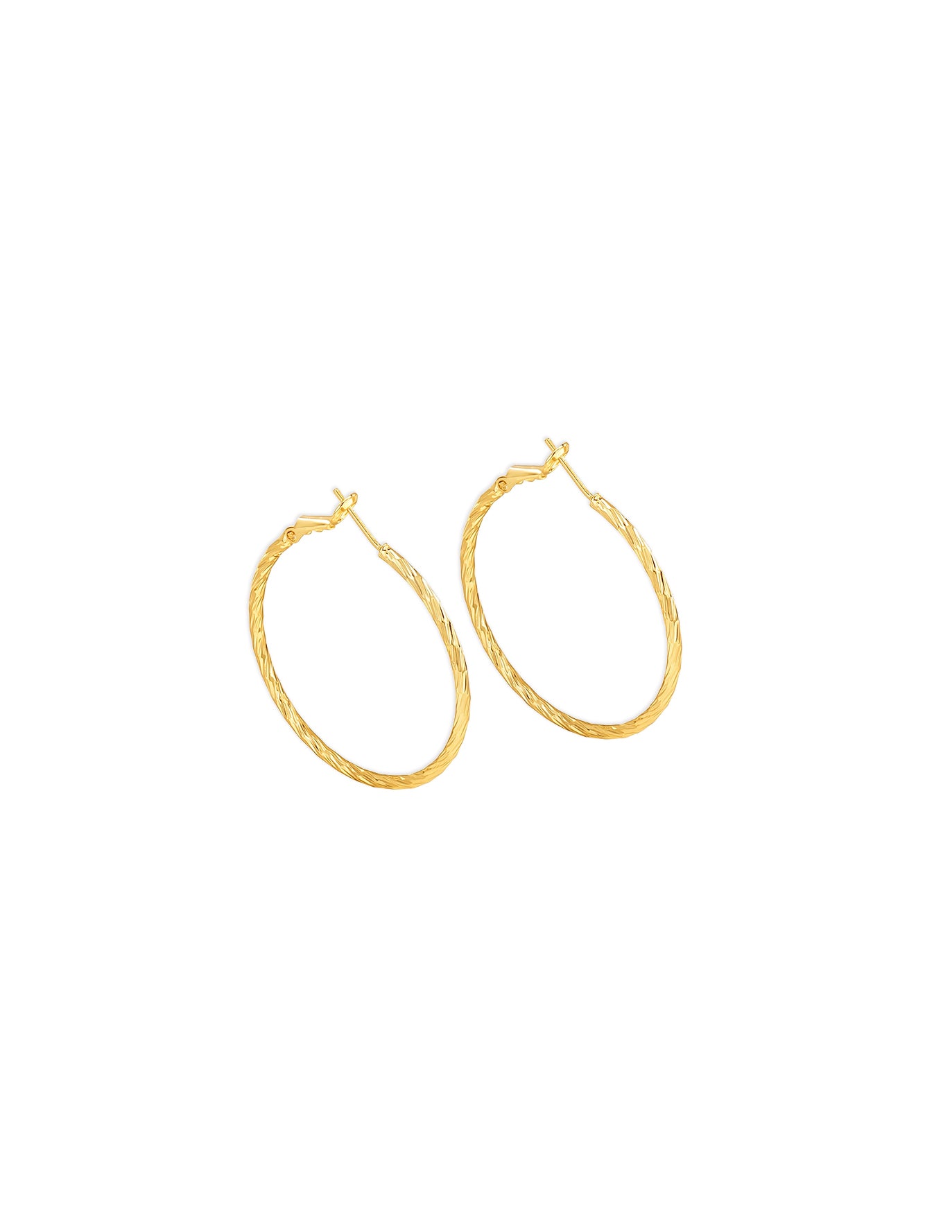 Textured Diagonal Hoop Earrings