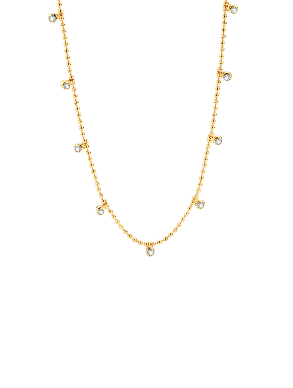 Contrast-Color Cubic Zirconia Bead Necklace