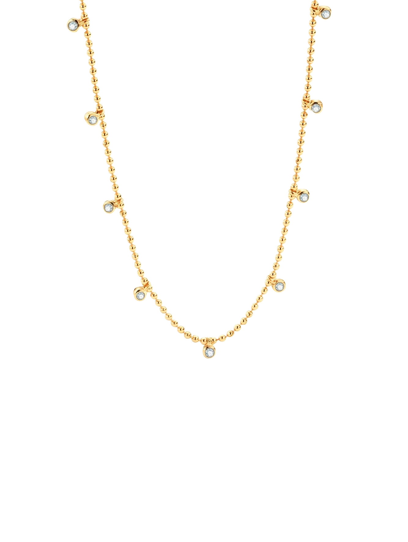 Contrast-Color Cubic Zirconia Bead Necklace