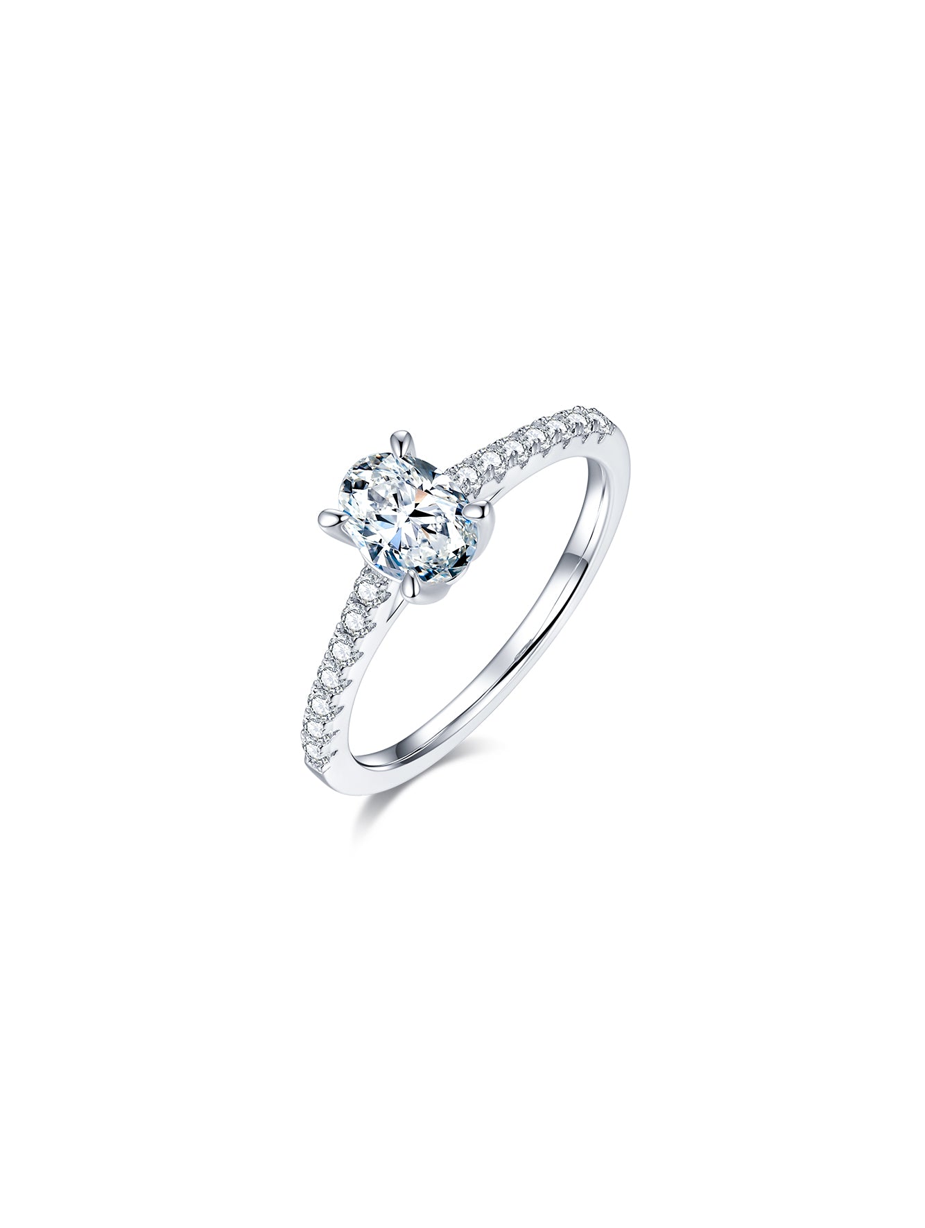 1ct Classic D Color Oval Moissanite Half Eternity Ring