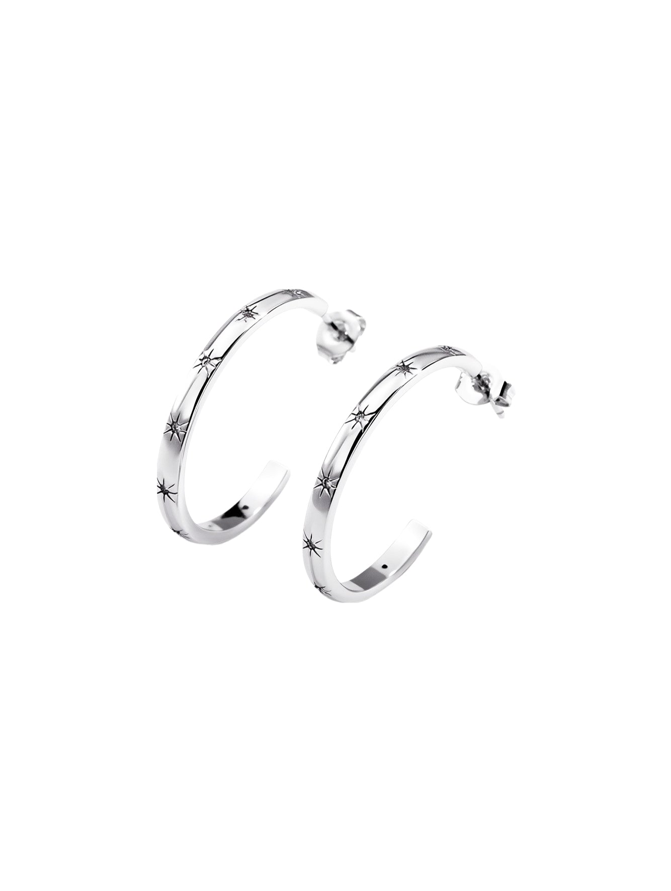 Star & Circle Cubic Zirconia Hoop Earrings