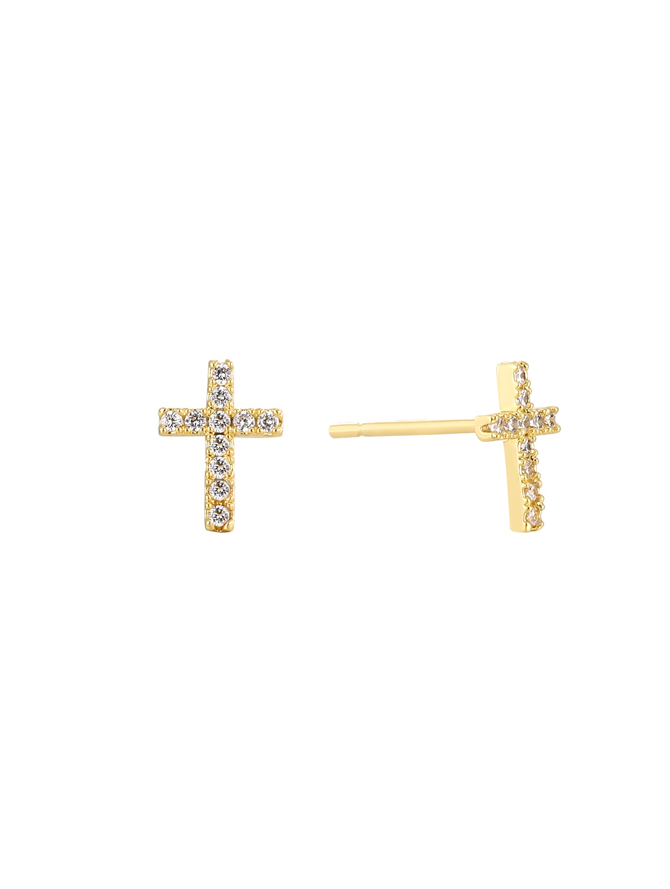 Minimalist Cross Cubic Zirconia Stud Earrings
