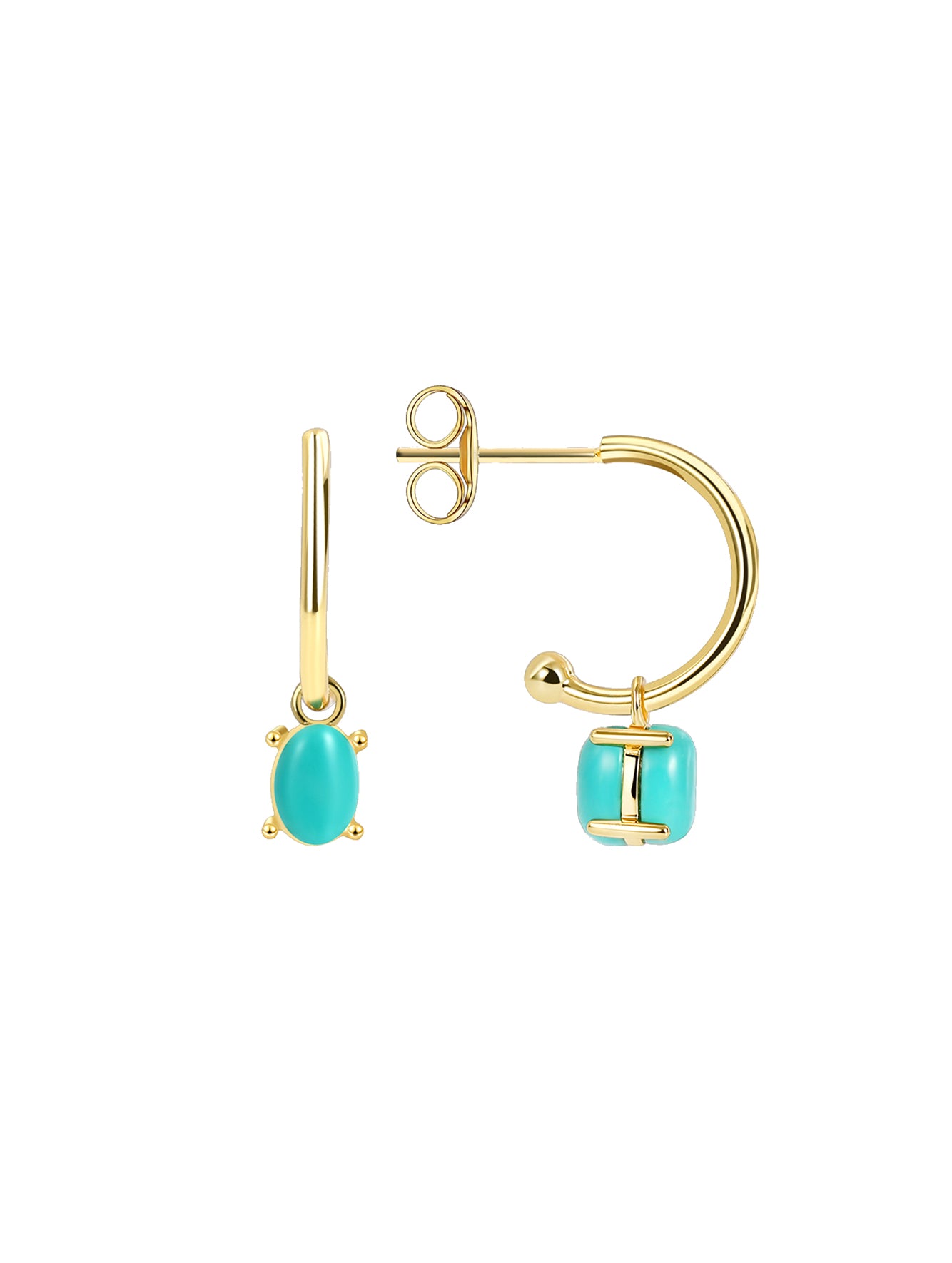 Mismatched Turquoise Hoop Earrings