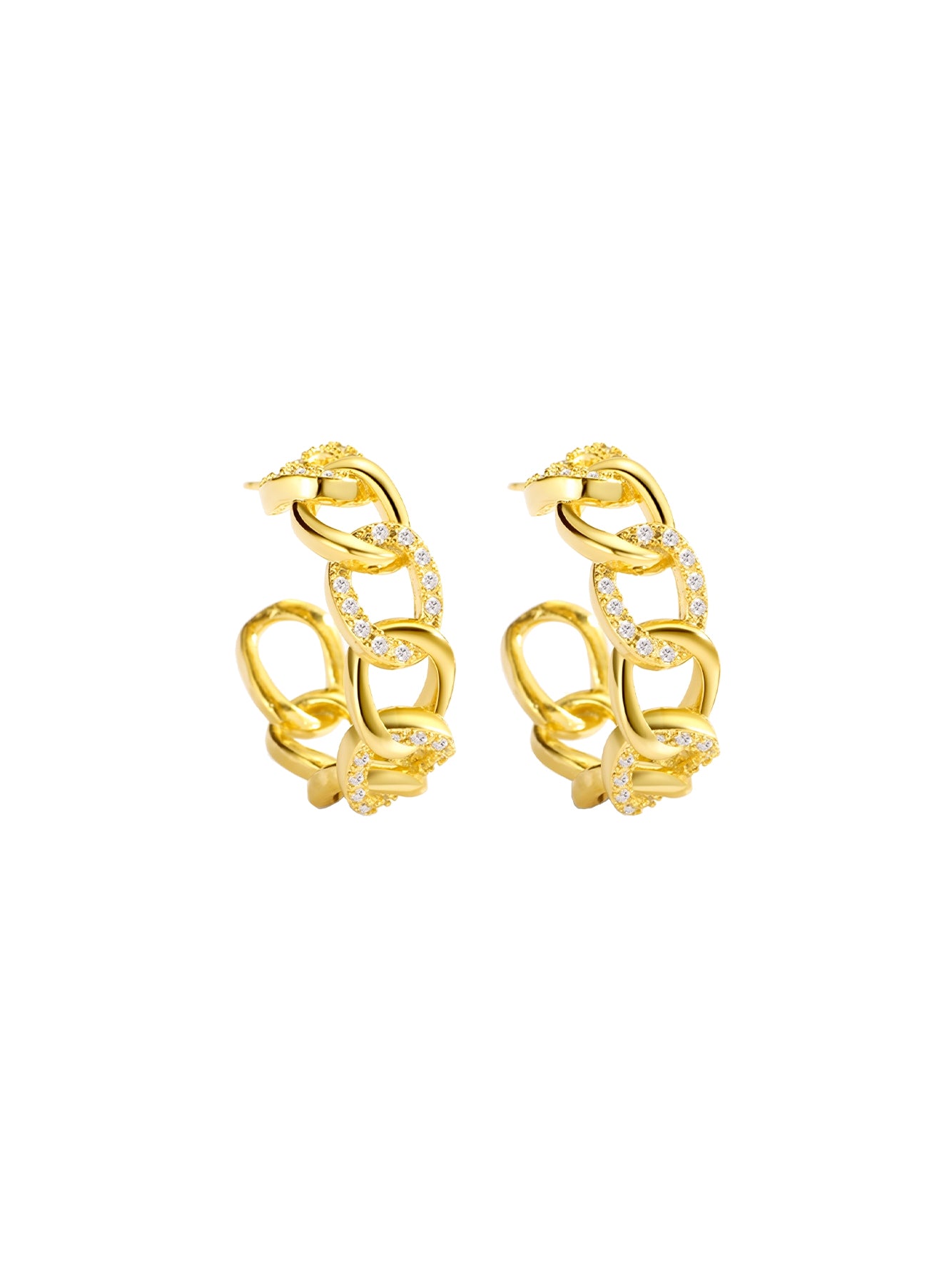 Chunky Open Chain Cubic Zirconia Earrings