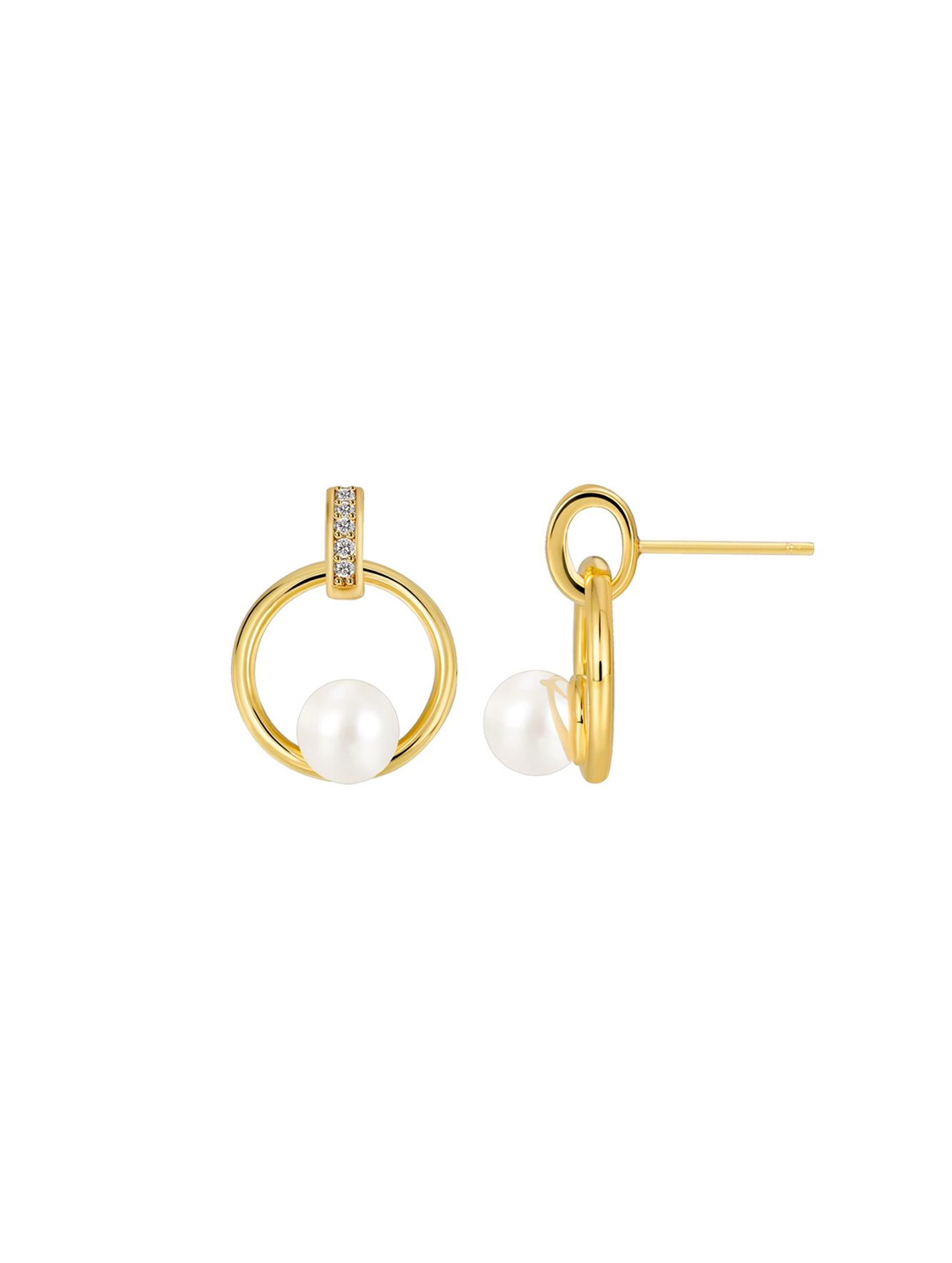 Faux Pearl Accent Open Circle Stud Earrings