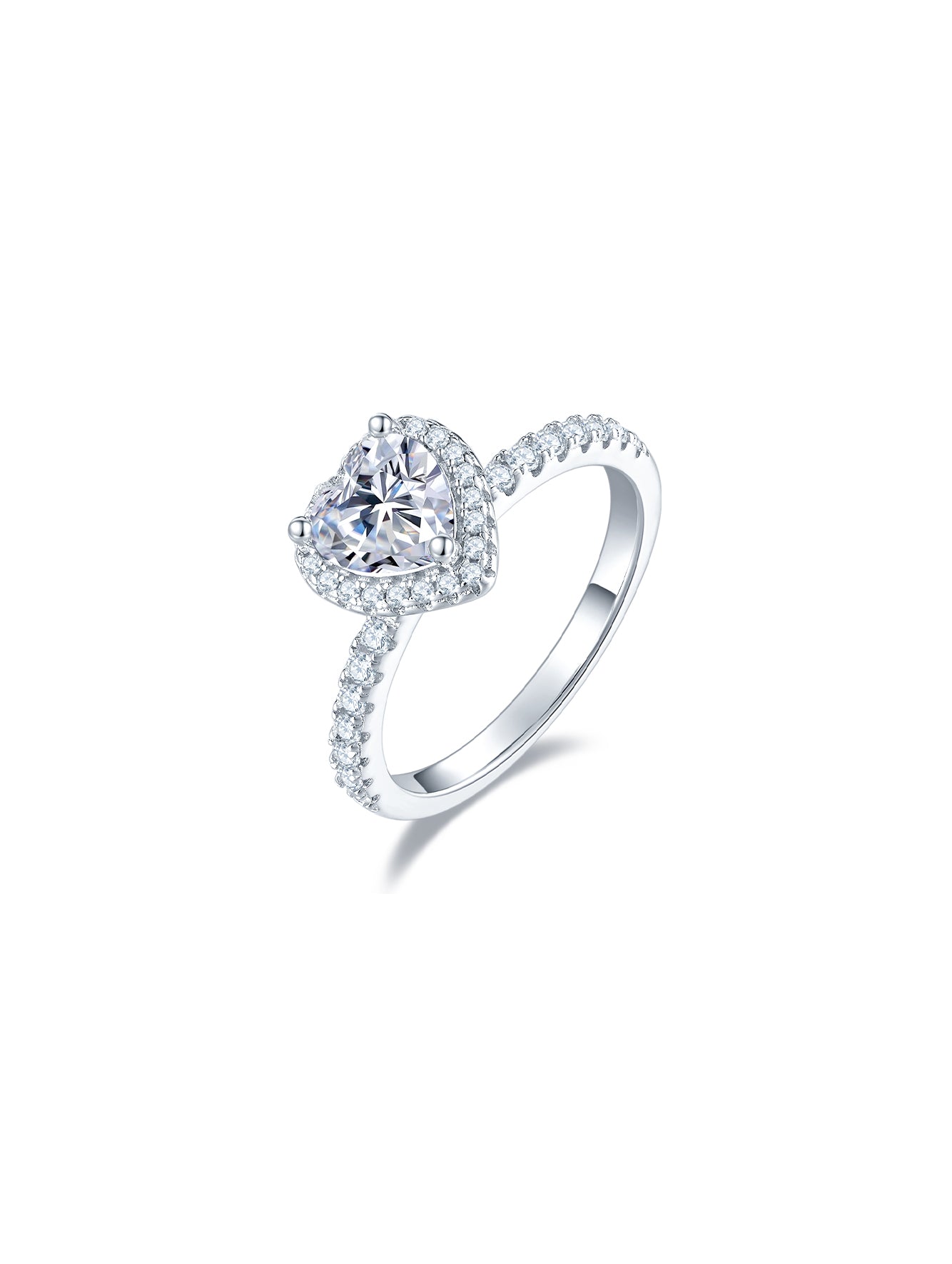 1ct Classic D Color Heart Moissanite Halo Ring