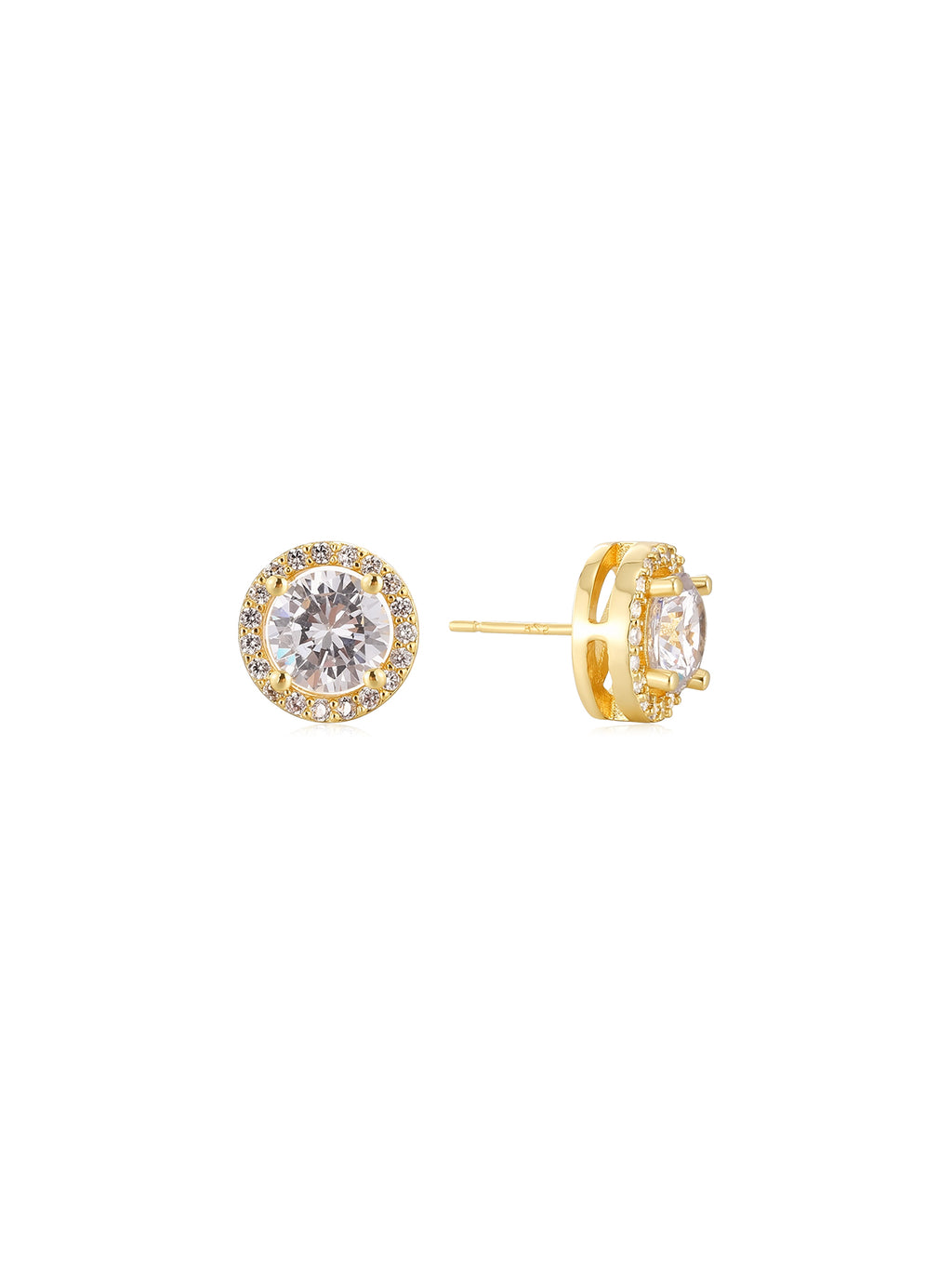 Classic Round Halo Cubic Zirconia Stud Earrings