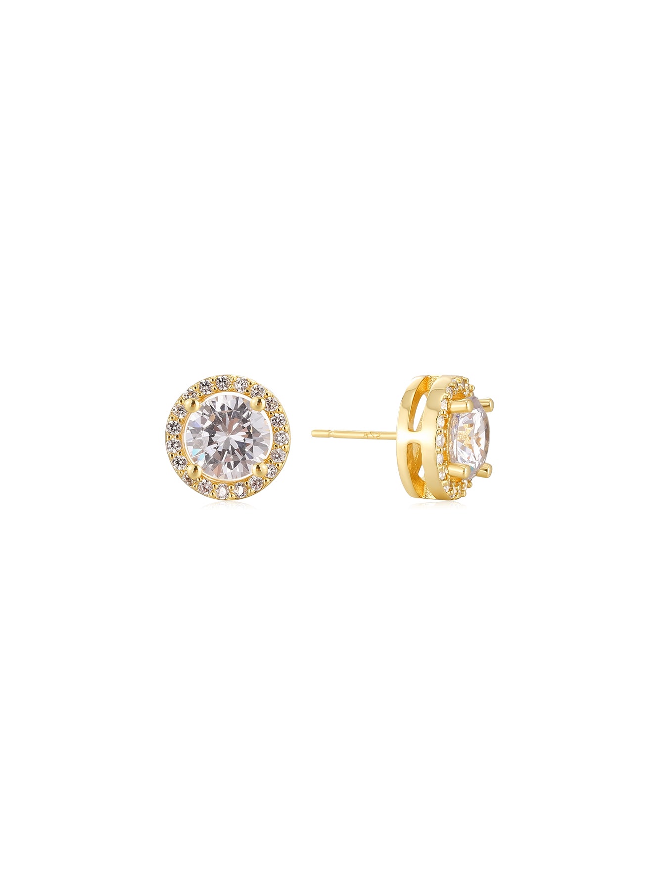 Classic Round Halo Cubic Zirconia Stud Earrings