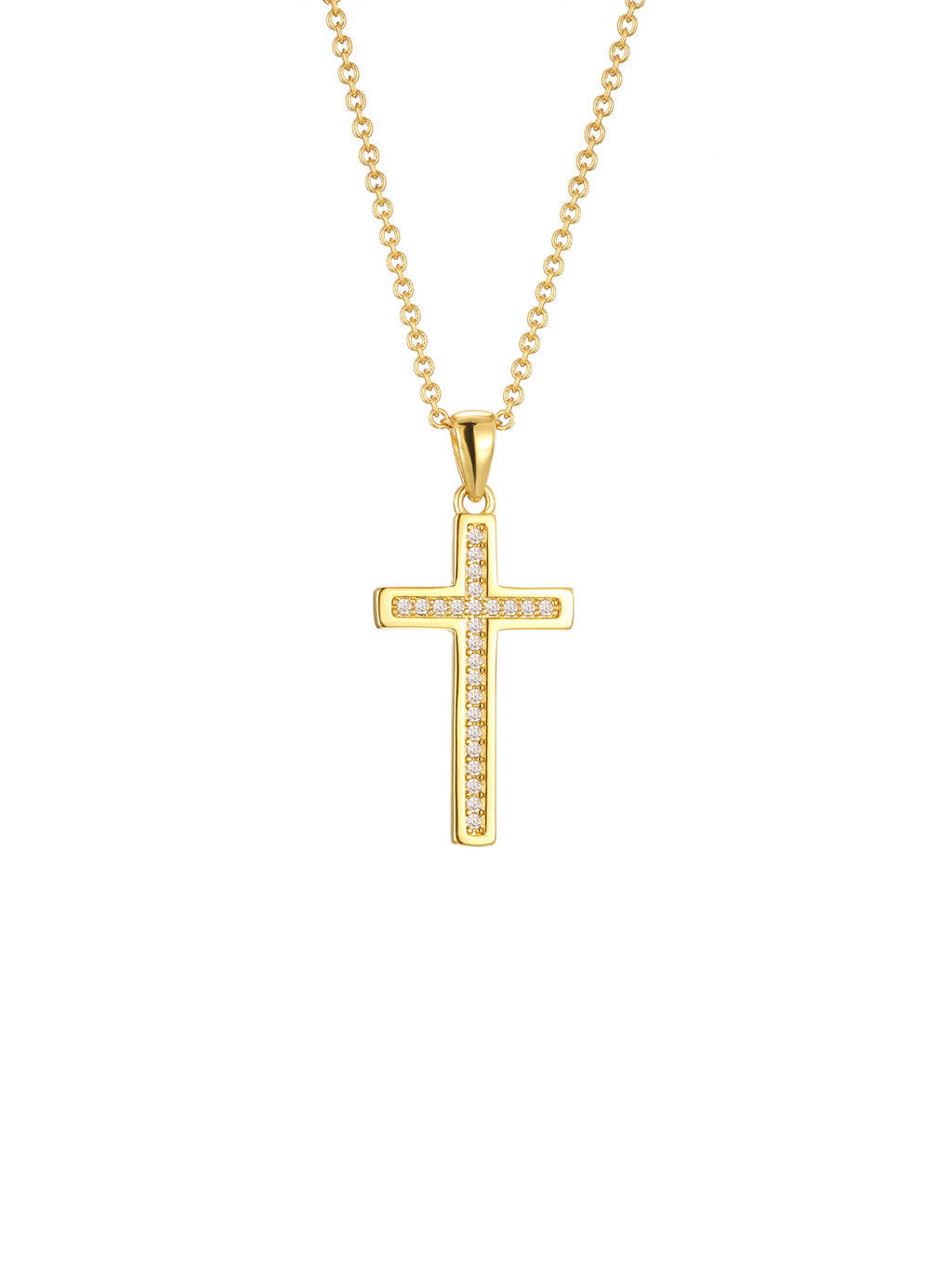 Classic Cubic Zirconia Cross Pendant Necklace