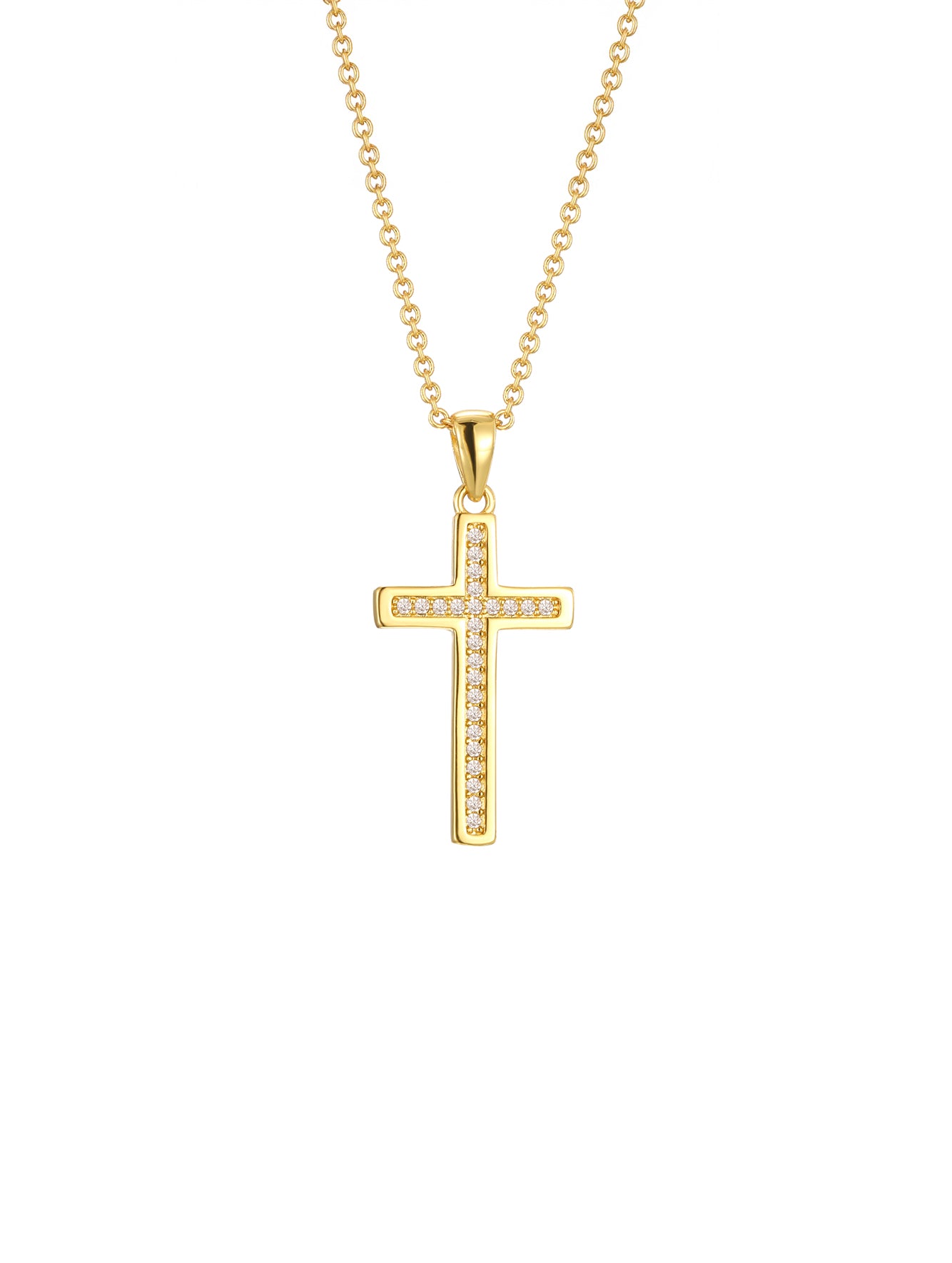 Classic Cubic Zirconia Cross Pendant Necklace
