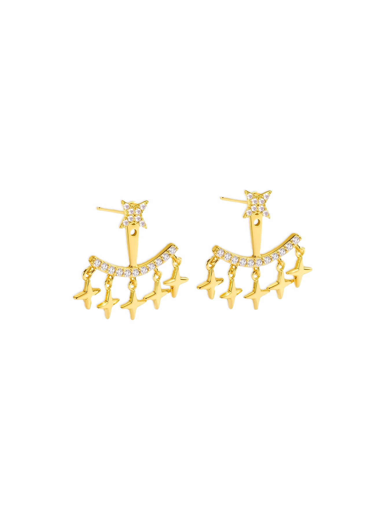 Cascading Star Fringe Cubic Zirconia Statement Earrings