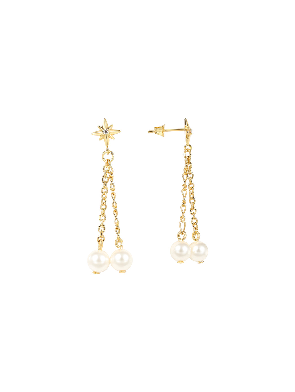 Six-Point Star & Faux Pearl Drop Earrings