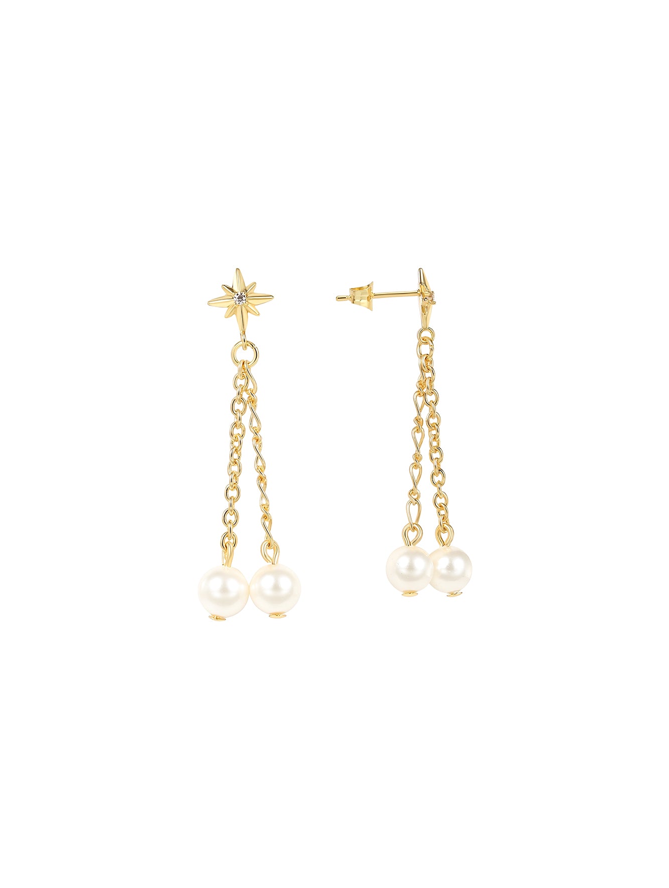 Six-Point Star & Faux Pearl Drop Earrings
