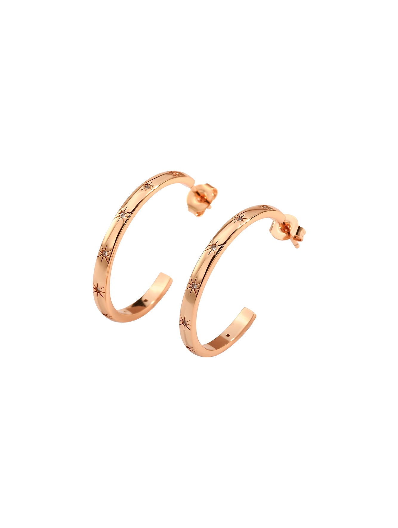 Star & Circle Cubic Zirconia Hoop Earrings