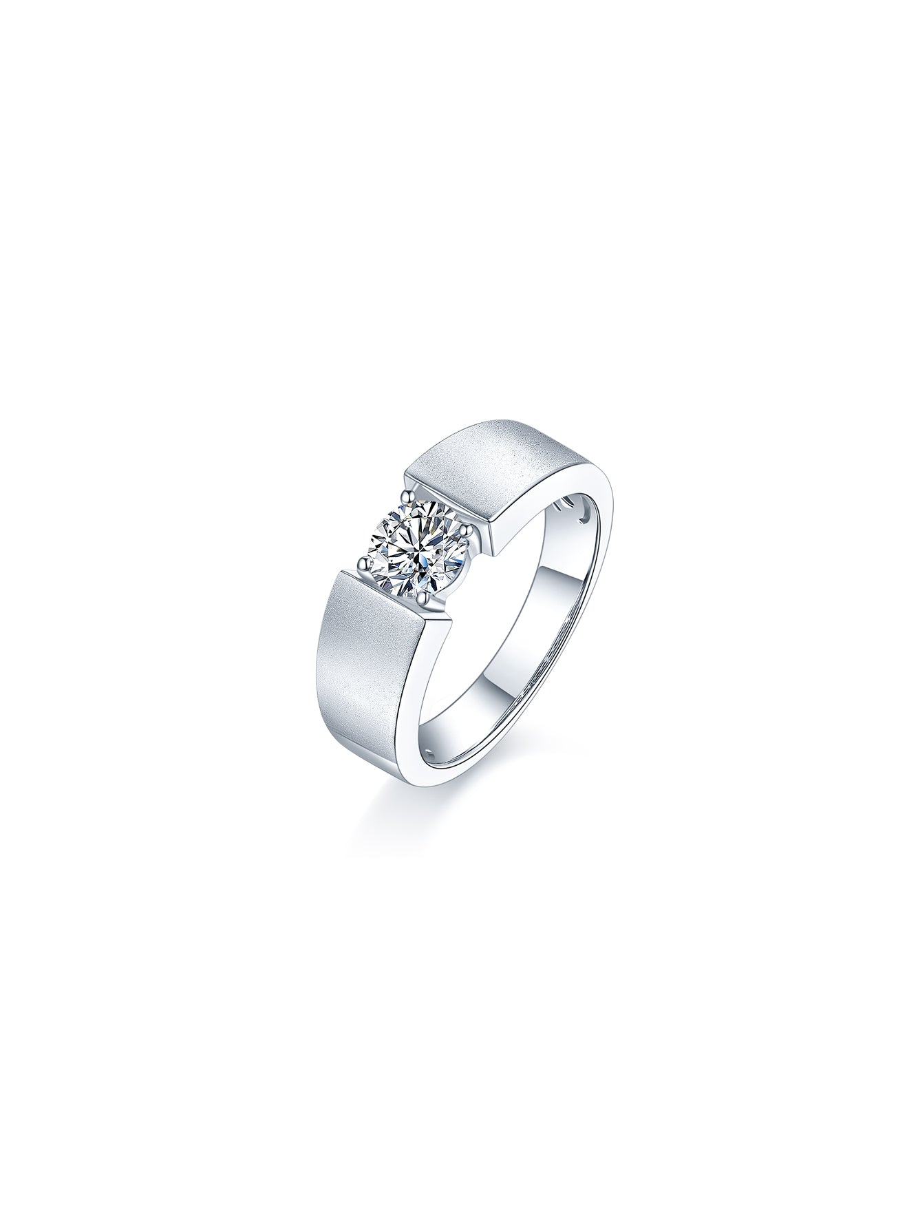 Men’s 1ct D Color Moissanite Matte Finish Ring