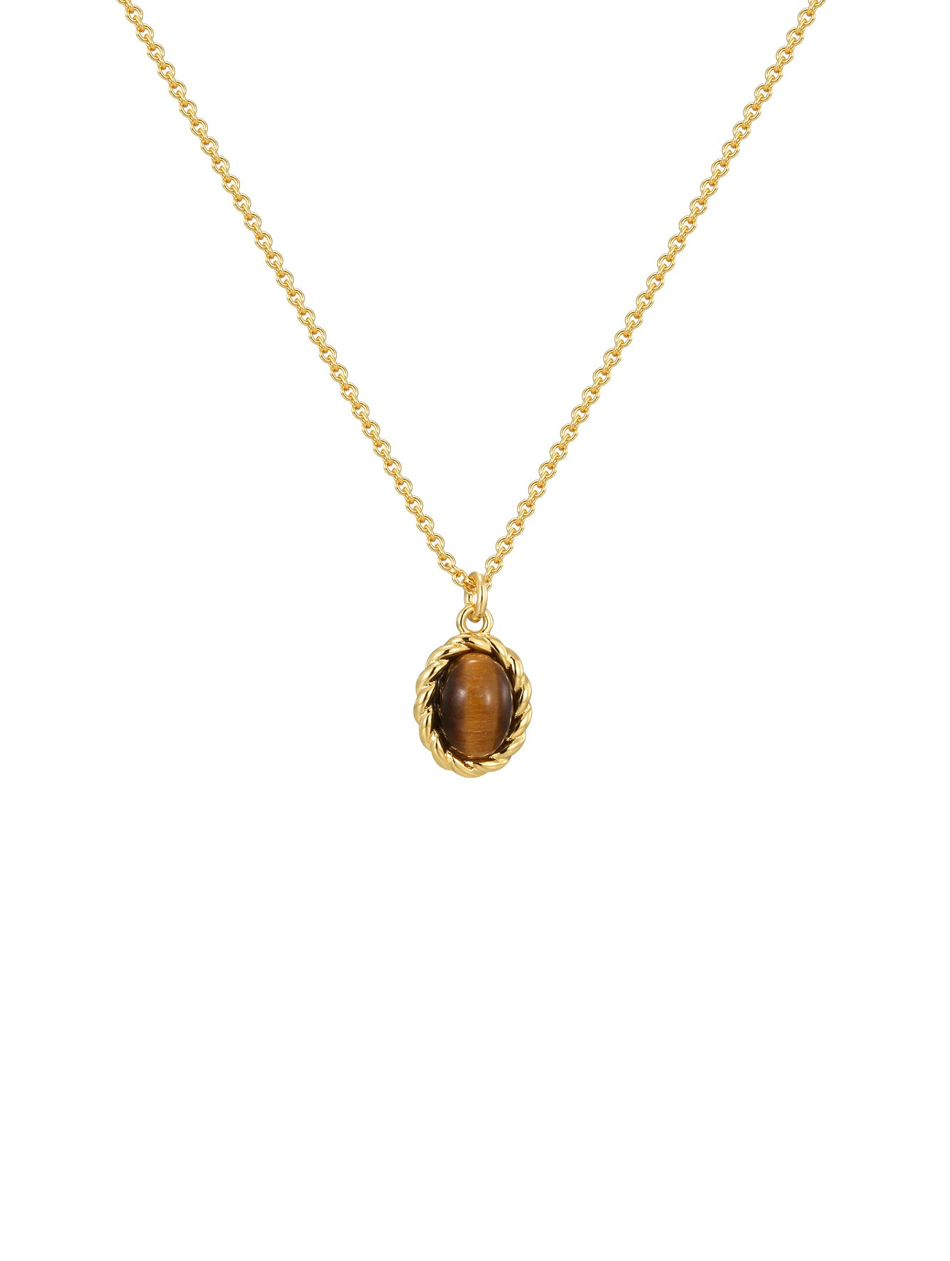 Oval Tiger's Eye Pendant Necklace