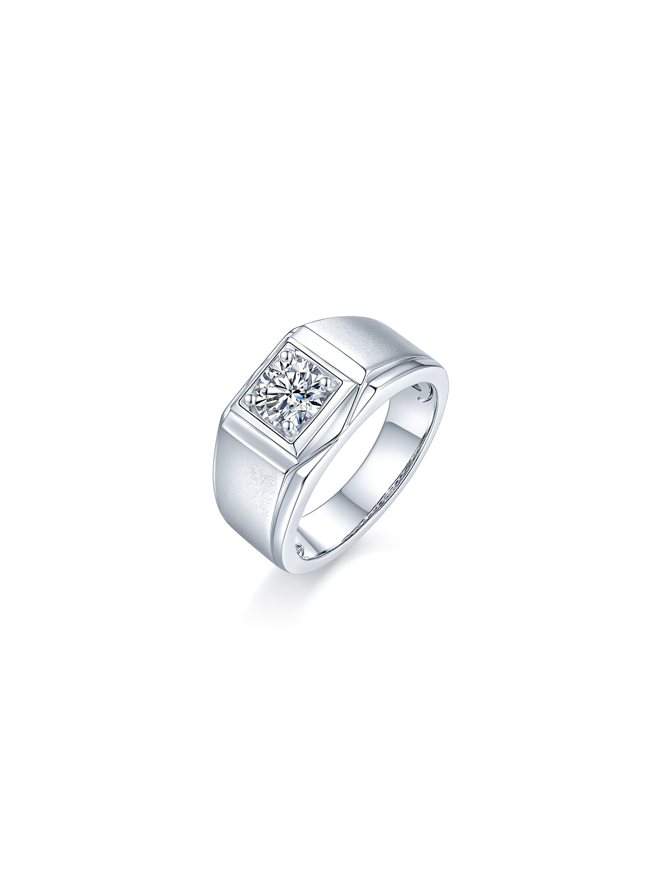 Men’s 1ct D Color Moissanite Square Bezel Ring