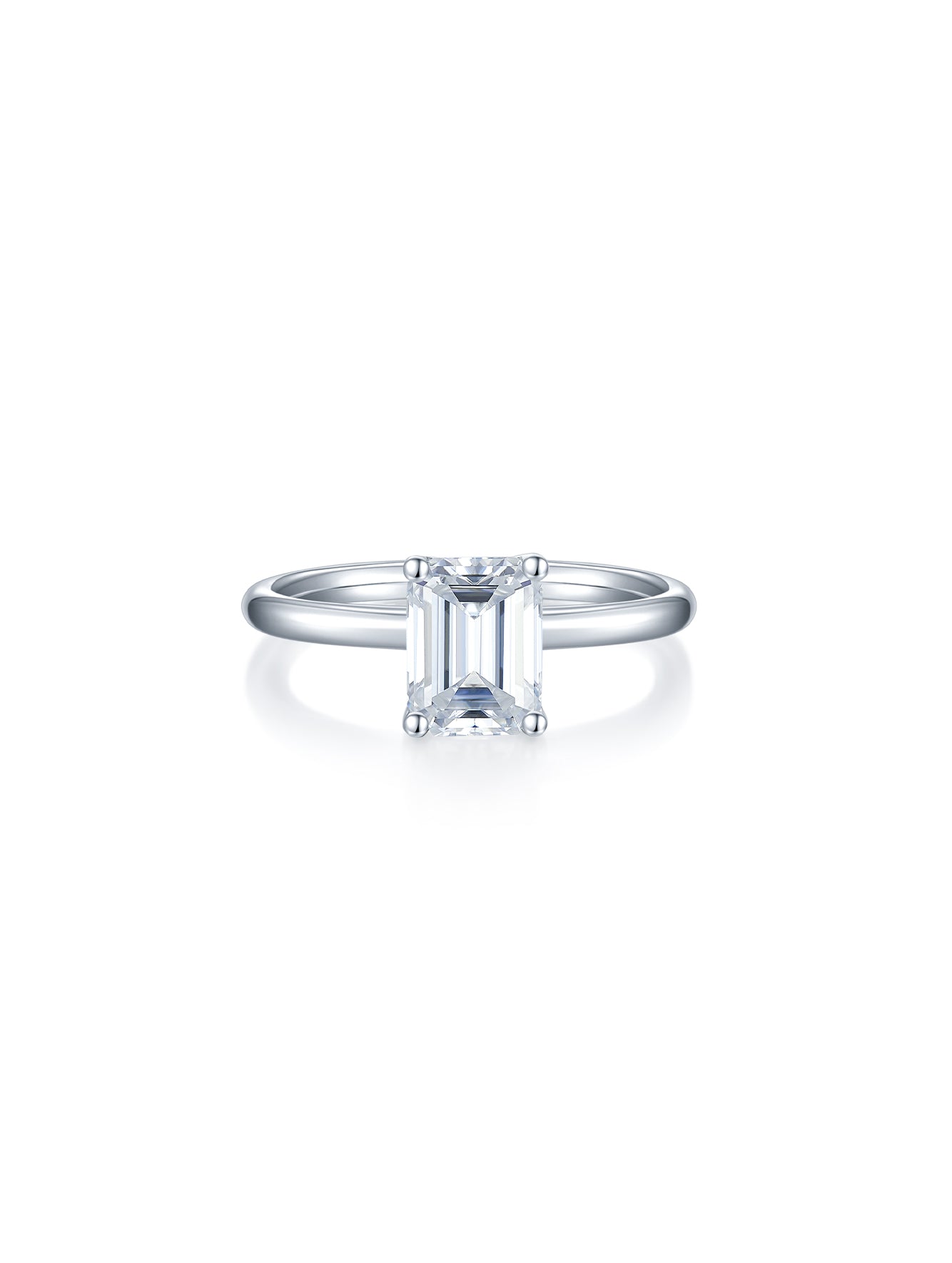 Classic Emerald-Cut Moissanite Solitaire Ring