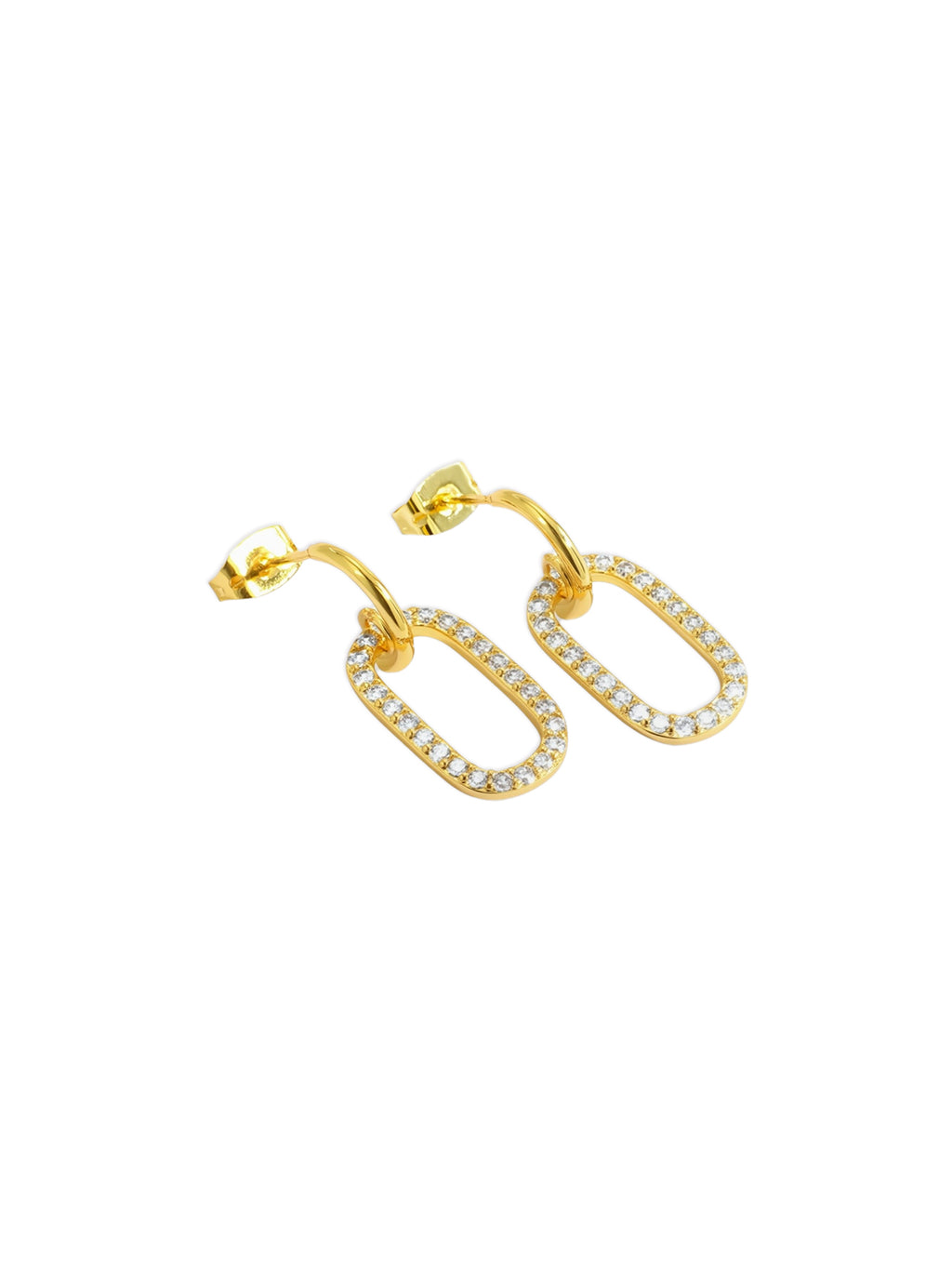 Geometric Oval Cubic Zirconia Pavé Drop Earrings
