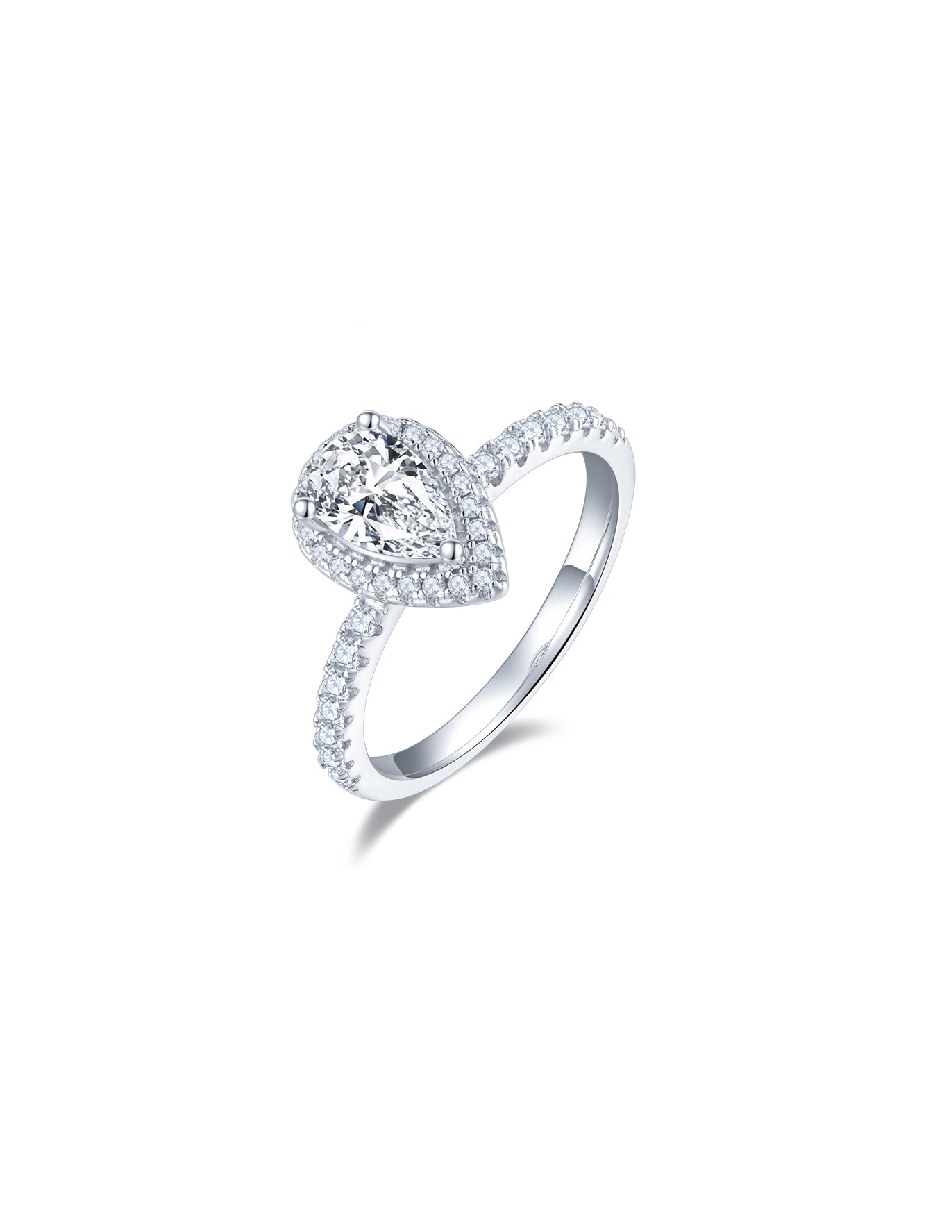 1ct Classic D Color Pear Moissanite Halo Ring