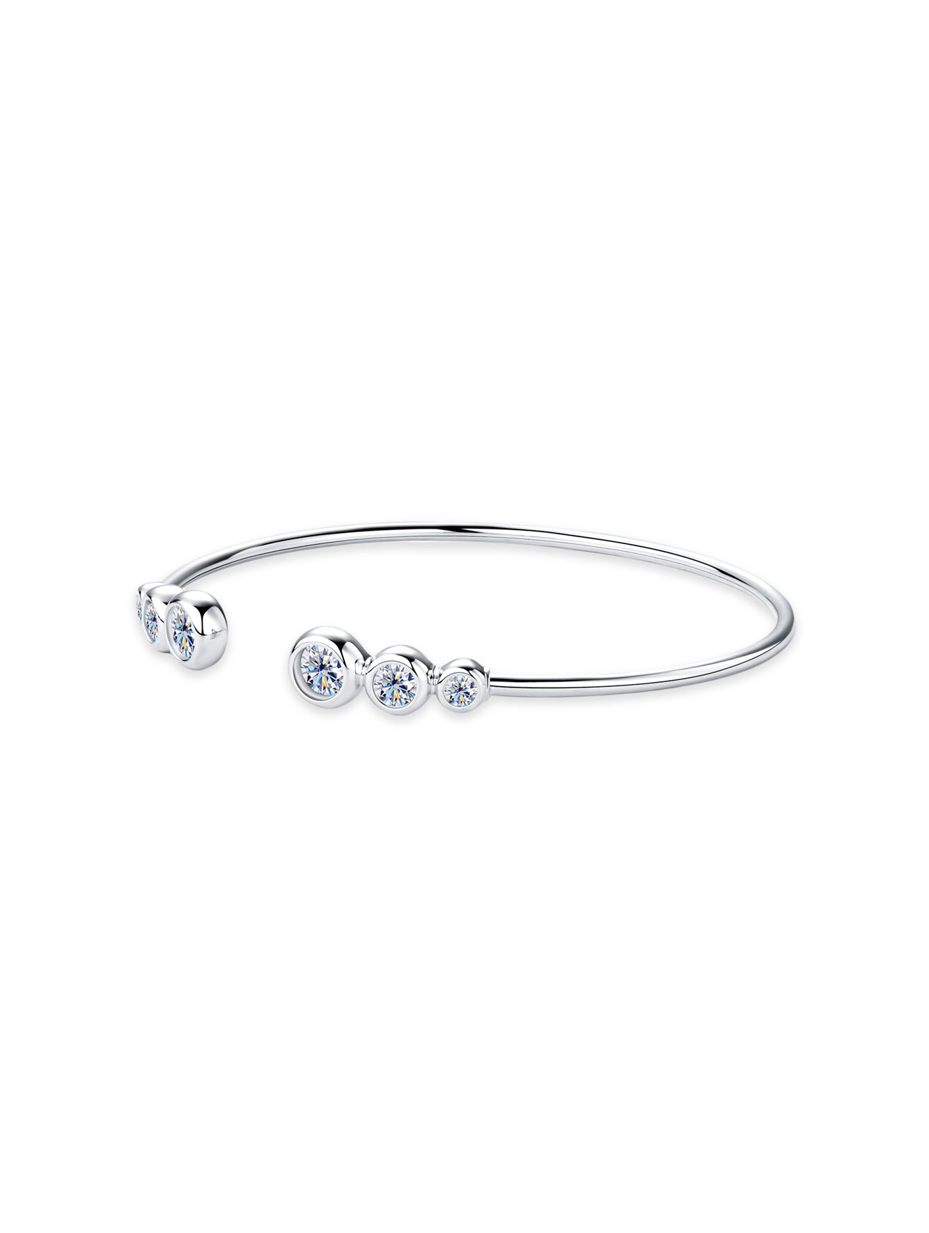 1.8ct Round Moissanite Open Bracelet