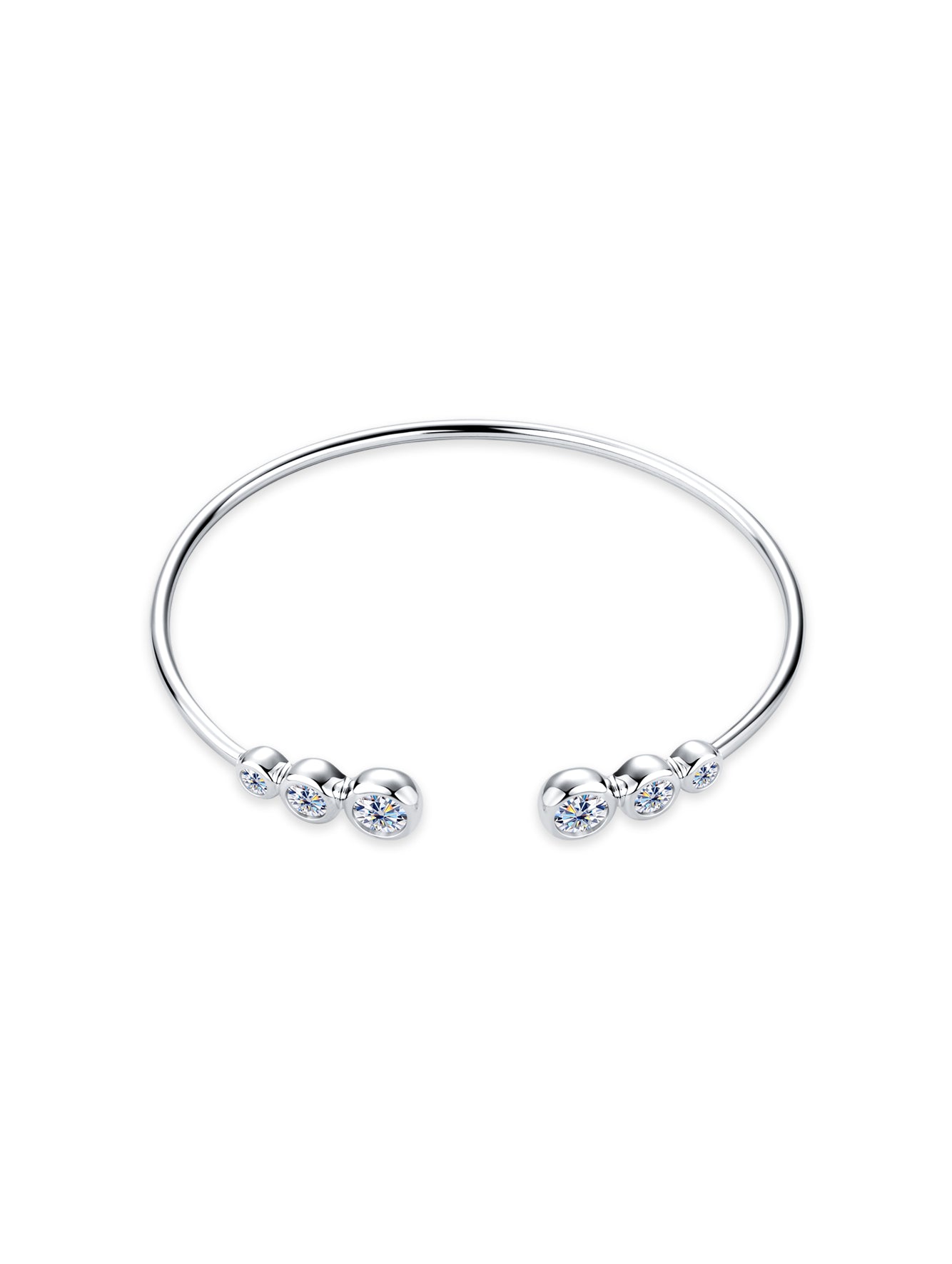 1.8ct Round Moissanite Open Bracelet