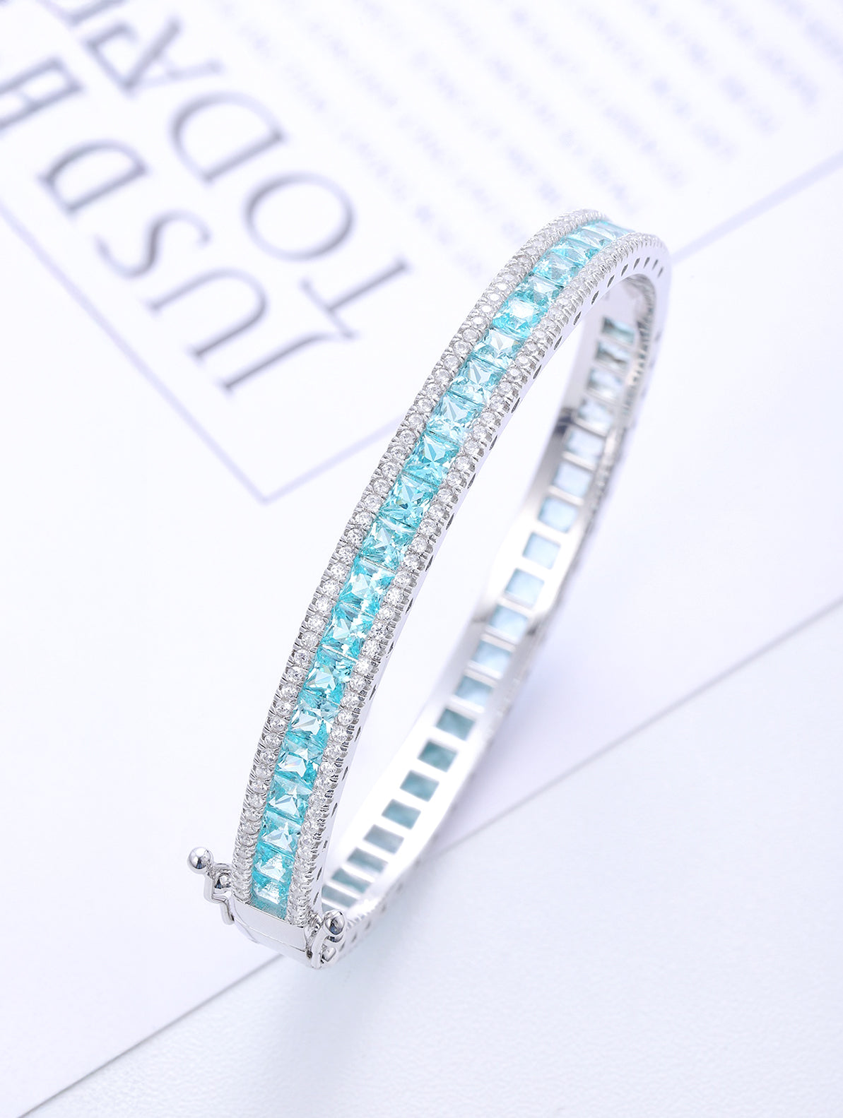 16.39ct Lab-Grown Paraiba Tourmaline Eternity Bangle