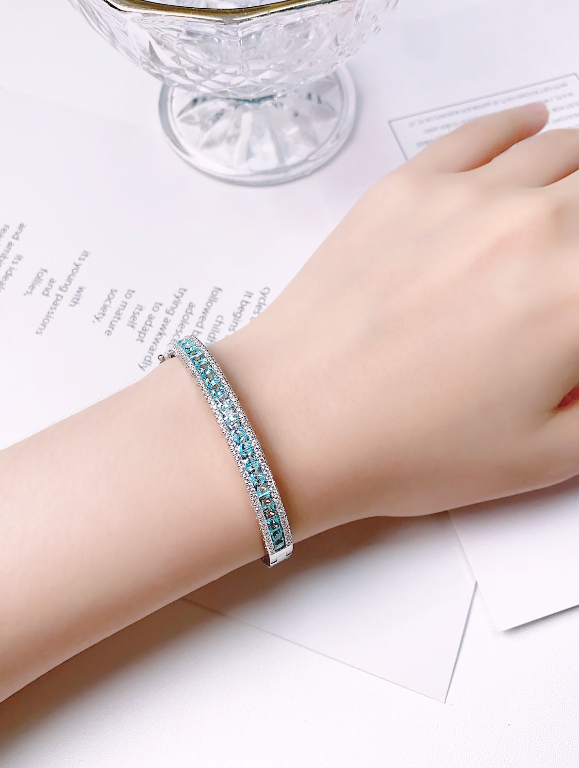 16.39ct Lab-Grown Paraiba Tourmaline Eternity Bangle