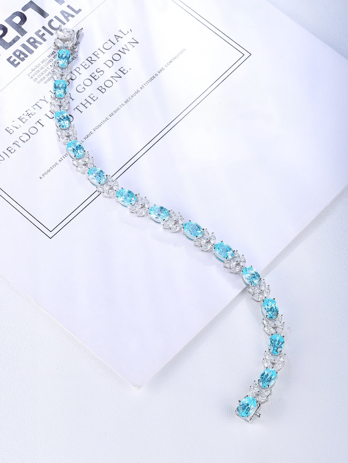 18.29ct Oval Lab-Grown Paraiba Tourmaline Tennis Bracelet