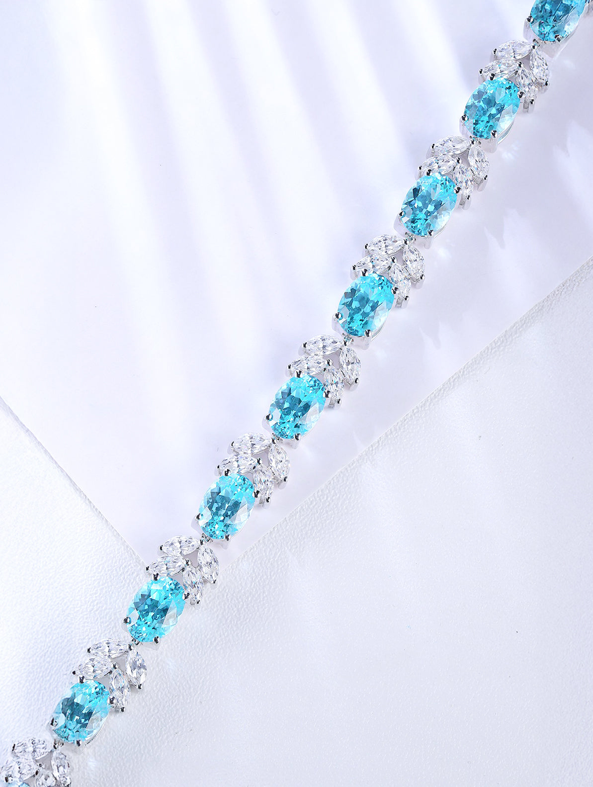 18.29ct Oval Lab-Grown Paraiba Tourmaline Tennis Bracelet