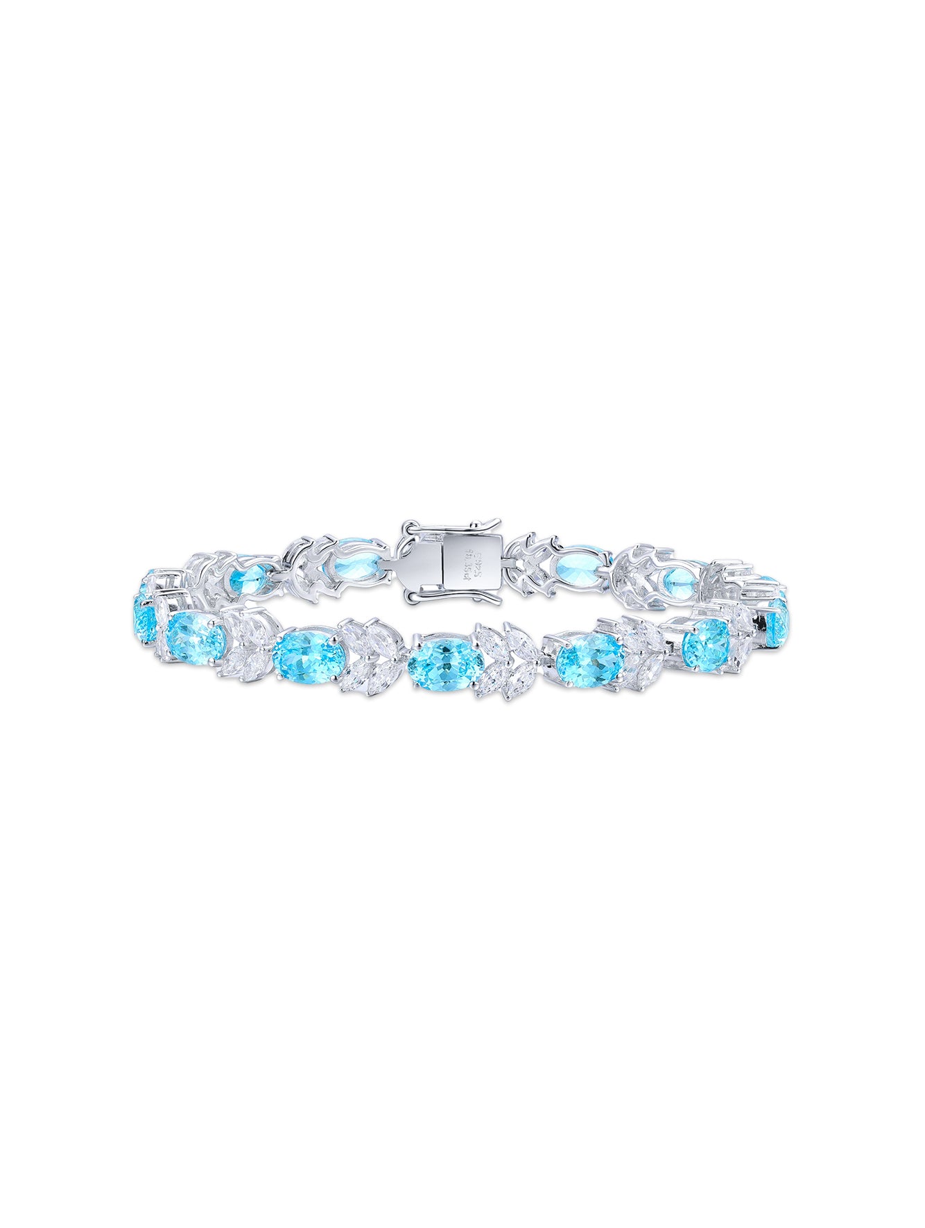 18.29ct Oval Lab-Grown Paraiba Tourmaline Tennis Bracelet