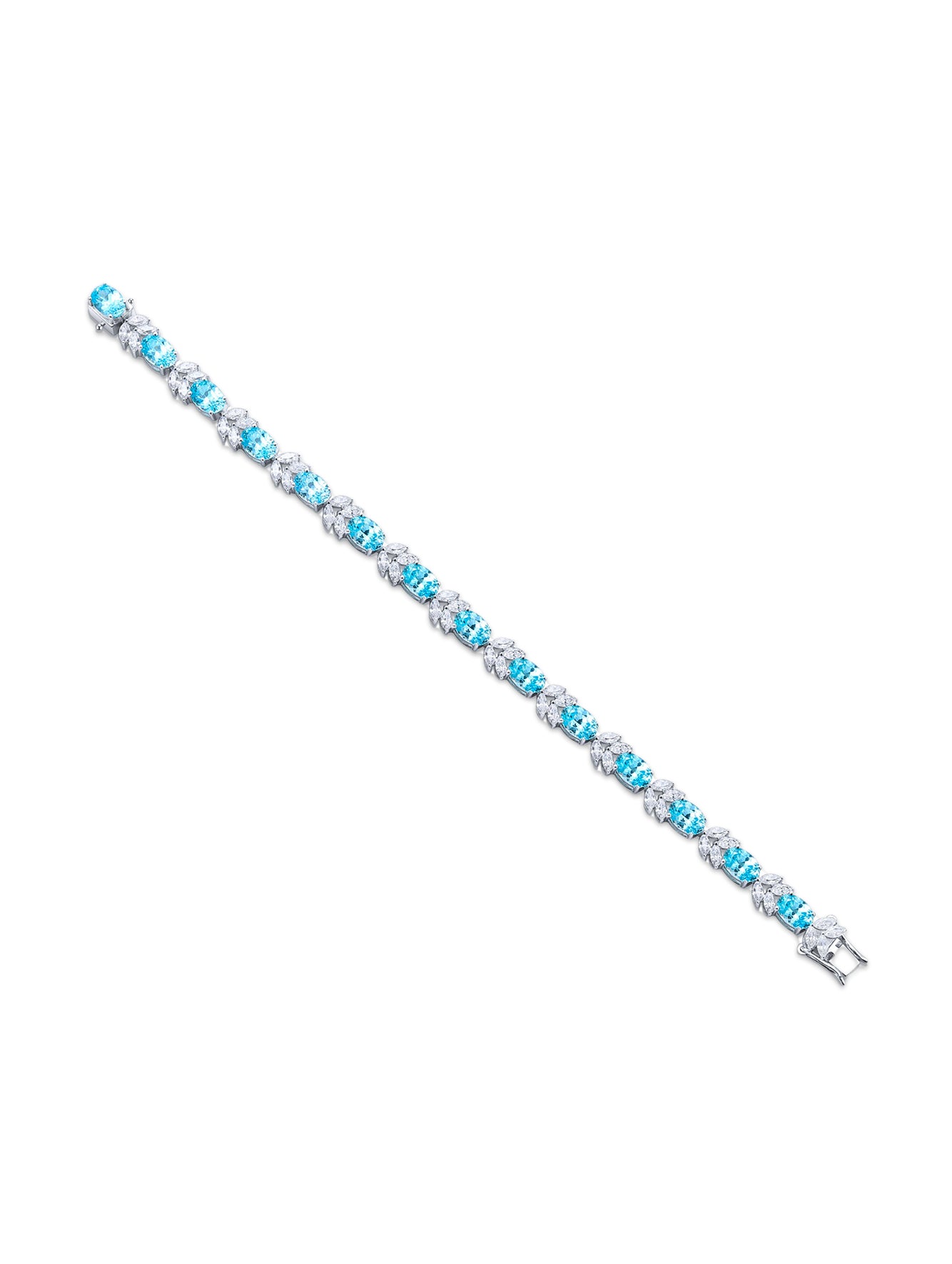 18.29ct Oval Lab-Grown Paraiba Tourmaline Tennis Bracelet