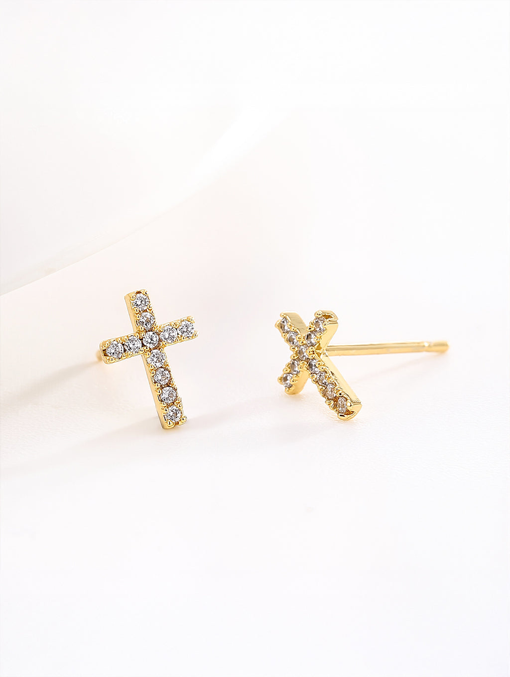 Minimalist Cross Cubic Zirconia Stud Earrings