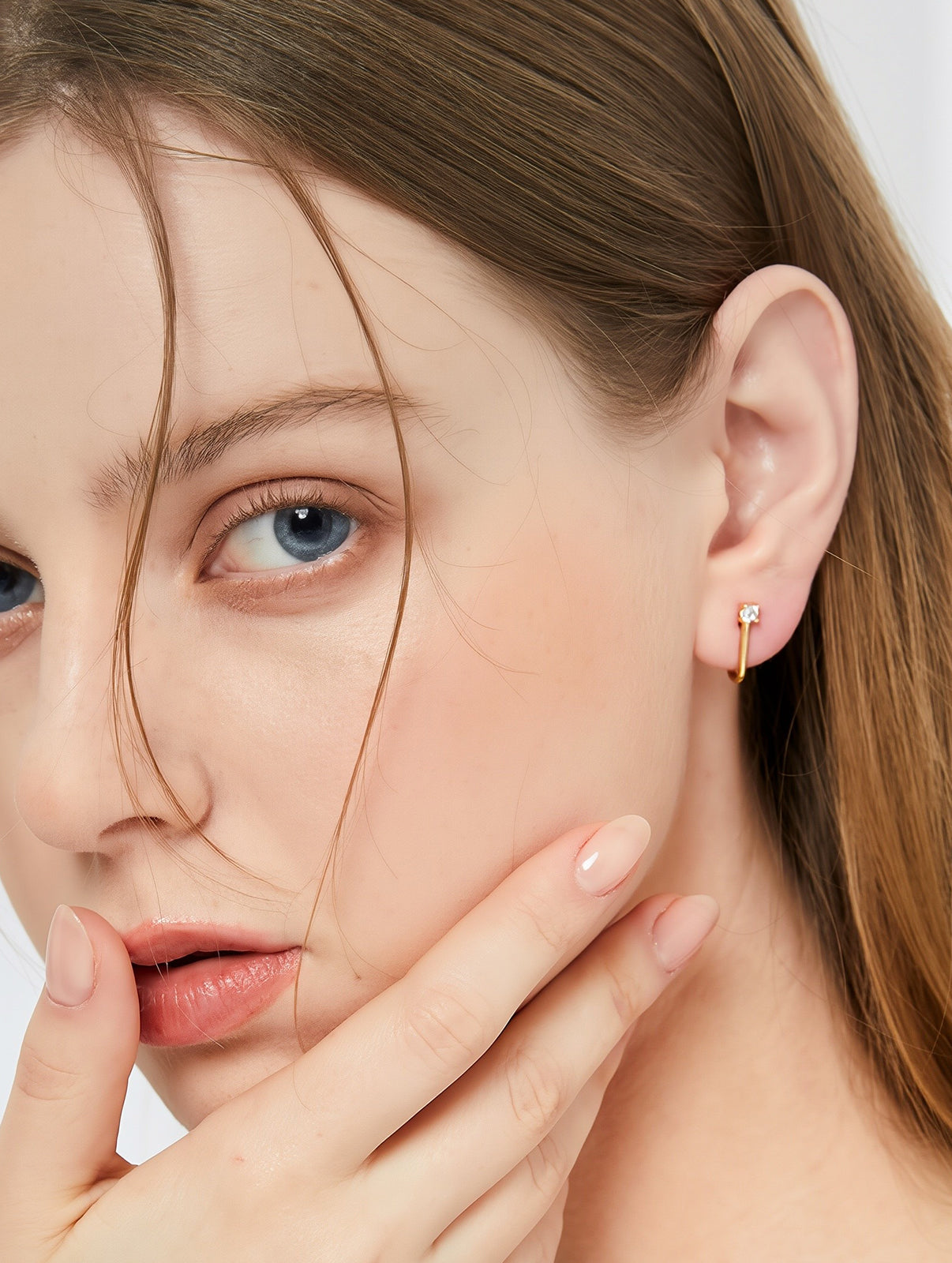 J-Shape Cubic Zirconia Drop Cuff Earrings