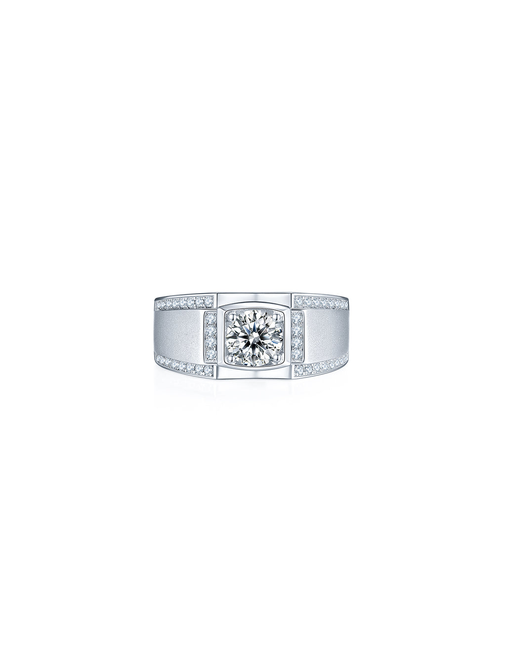 Men’s 1ct D Color Moissanite Ring with Pavé Accents