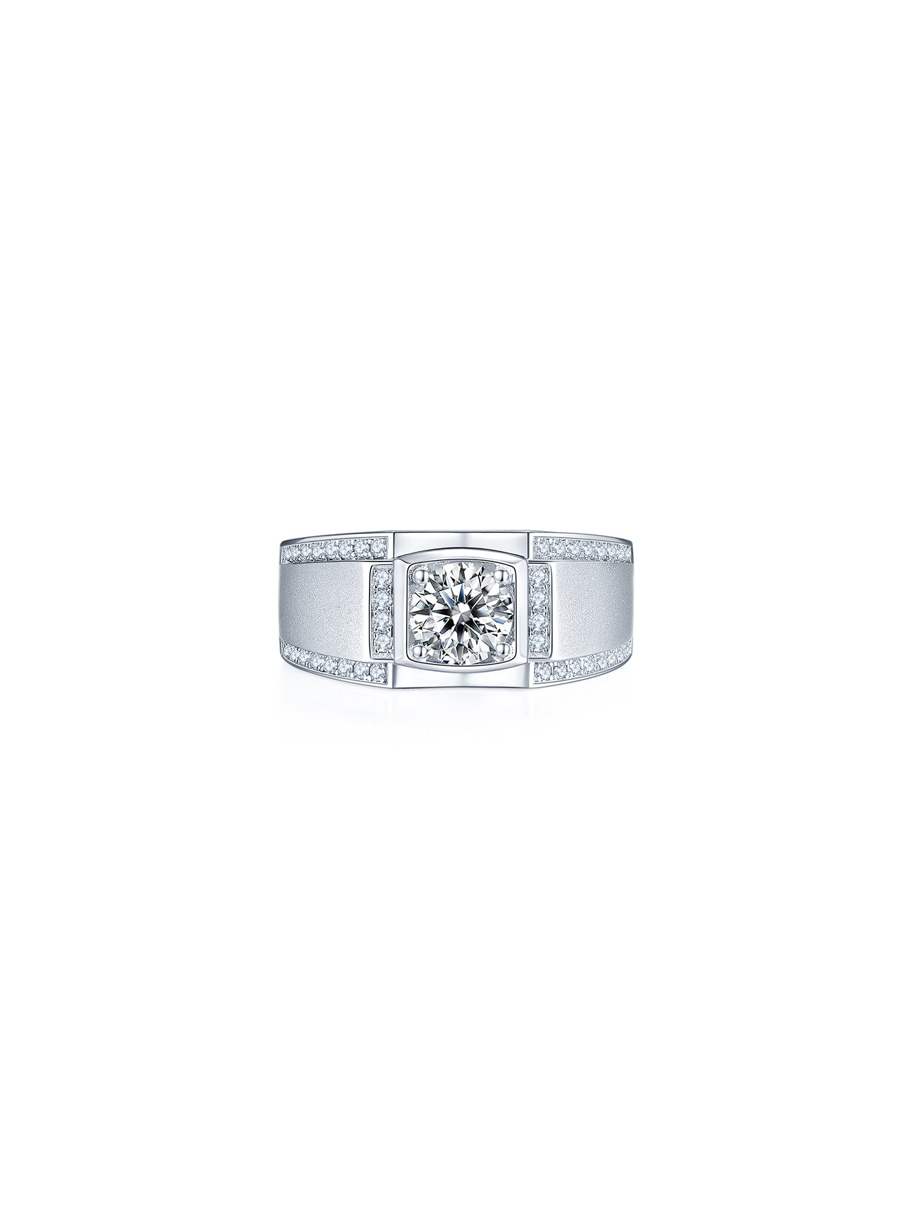 Men’s 1ct D Color Moissanite Ring with Pavé Accents