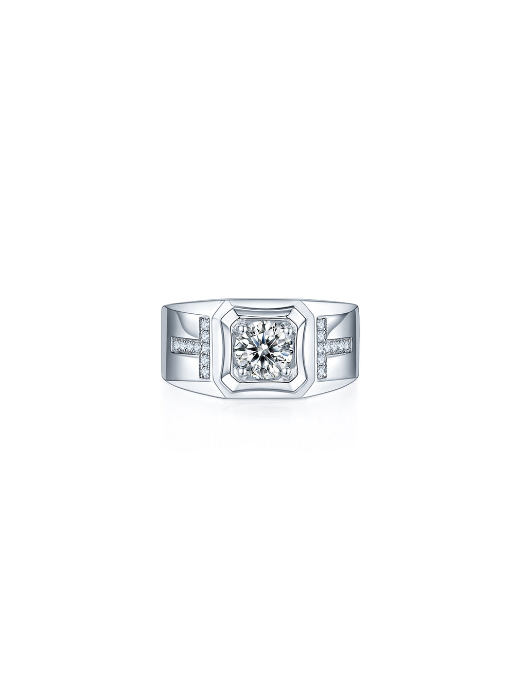 Men’s 1ct D Color Geometric Moissanite Pavé Ring