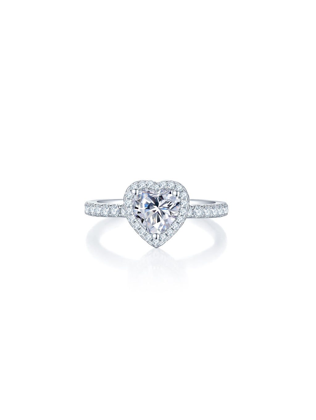 1ct Classic D Color Heart Moissanite Halo Ring