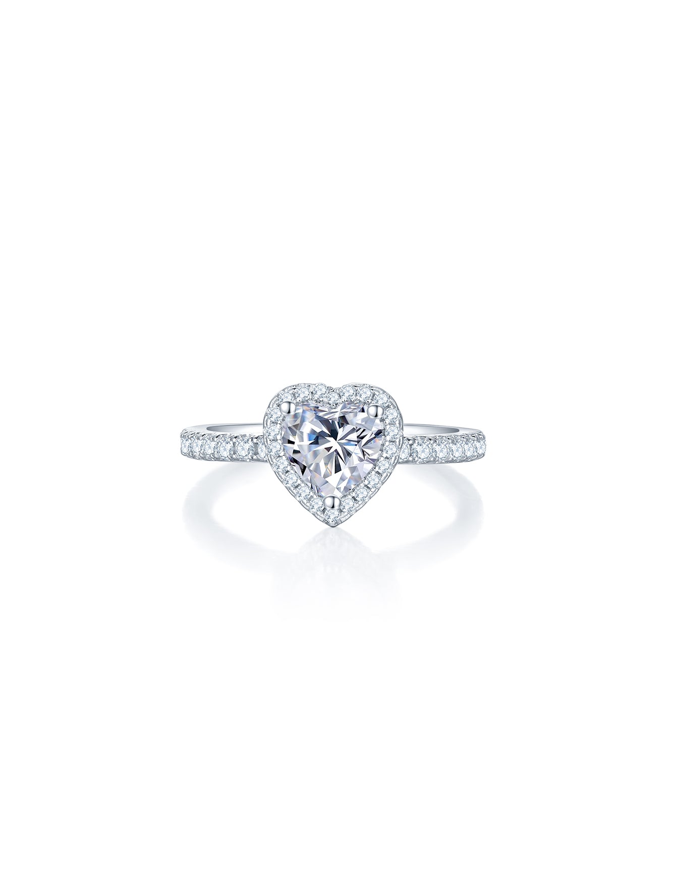 1ct Classic D Color Heart Moissanite Halo Ring